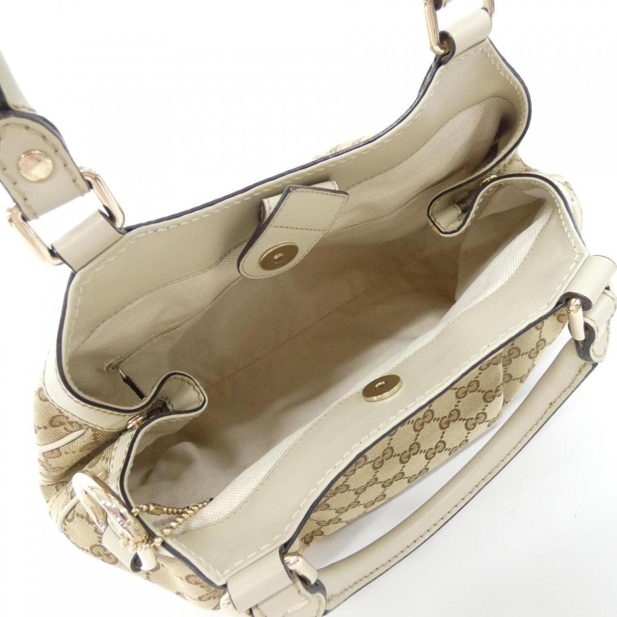 Gucci Beige Ivory Gg Canvas Handbag (Pre-Owned)