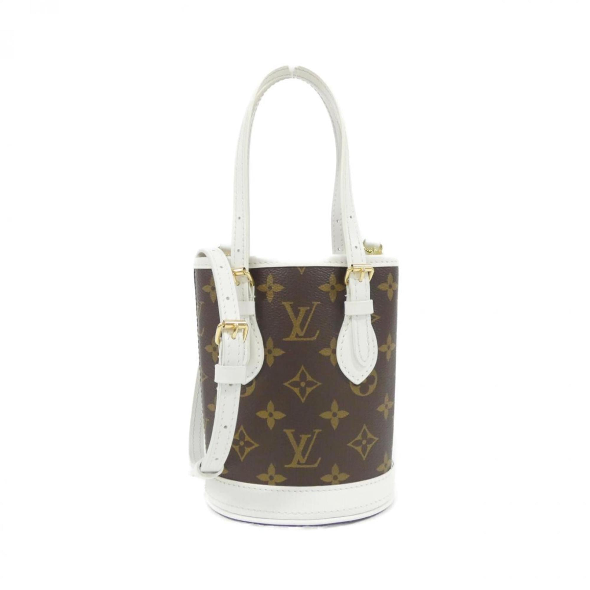 Louis Vuitton Blanc Marron Coated Canvas Leather Handbag Pouch (Pre-Owned)