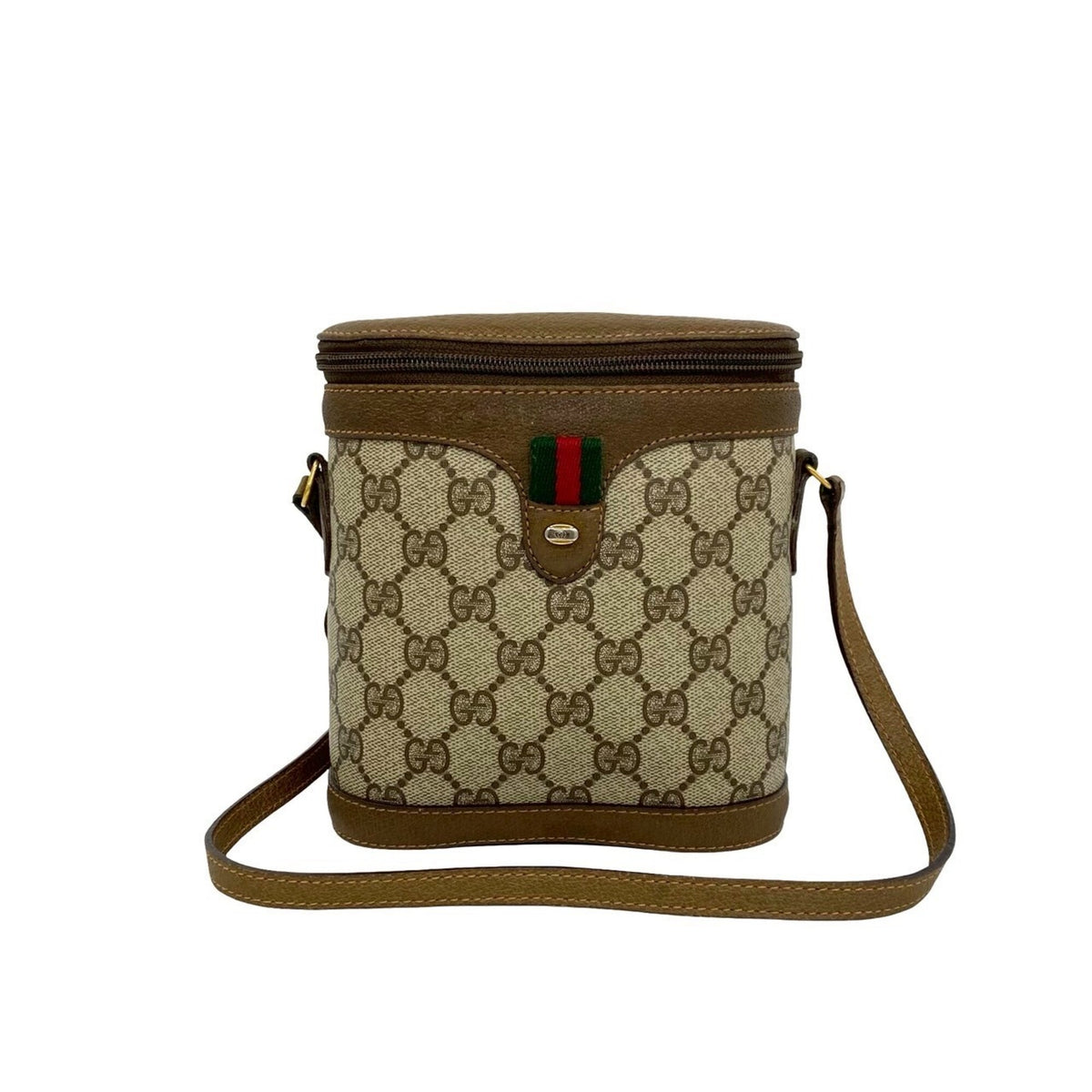 Gucci Brown Green Red Color Leather Pvc Pochette Shoulder Bag (Pre-Owned)