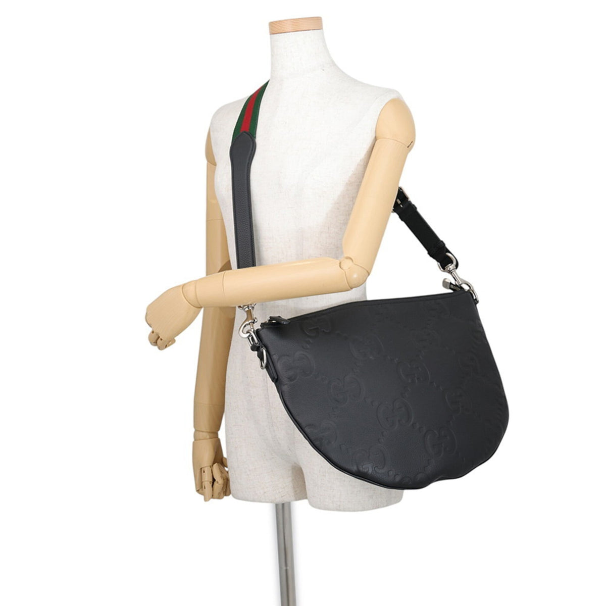 Gucci Sherry Line Black Leather Shoulder Bag (Pre-Owned)