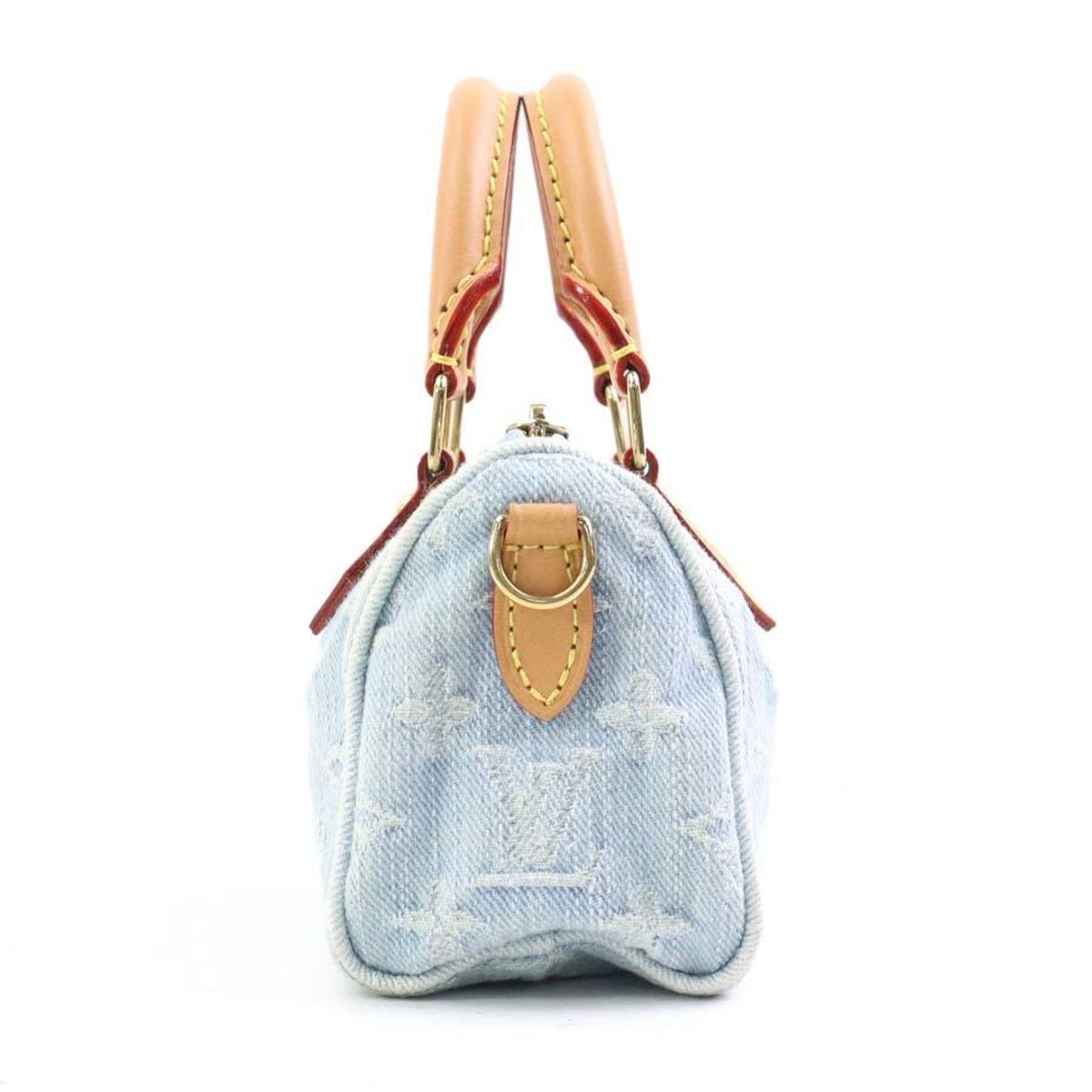 Louis Vuitton Sky Blue Monogram Denim Handbag Shoulder Bag (Pre-Owned)