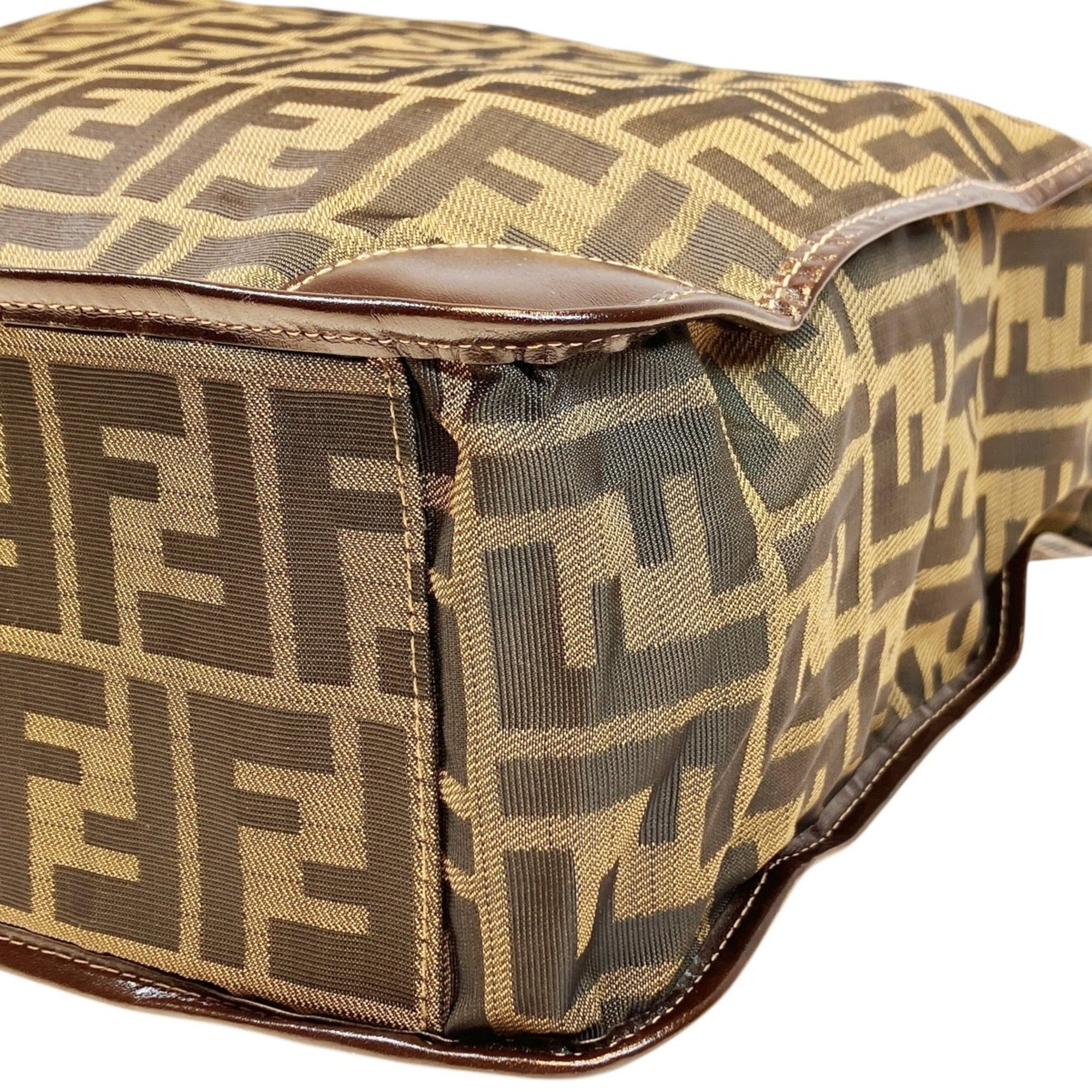 Fendi Zucca Brown Canvas Leather Tote Bag (Pre-Owned)