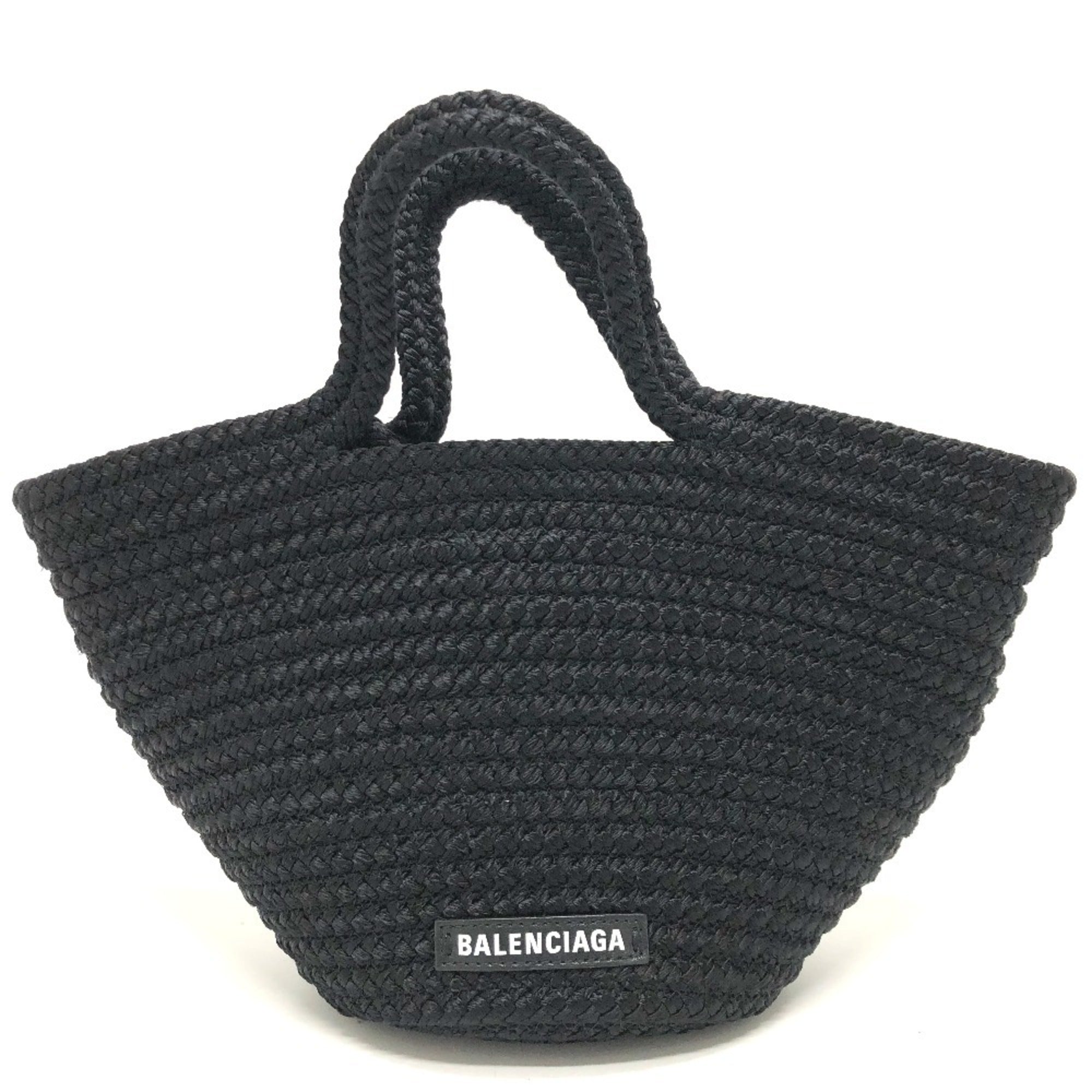 Balenciaga Black Nylon Leather Handbag Tote Bag (Pre-Owned)