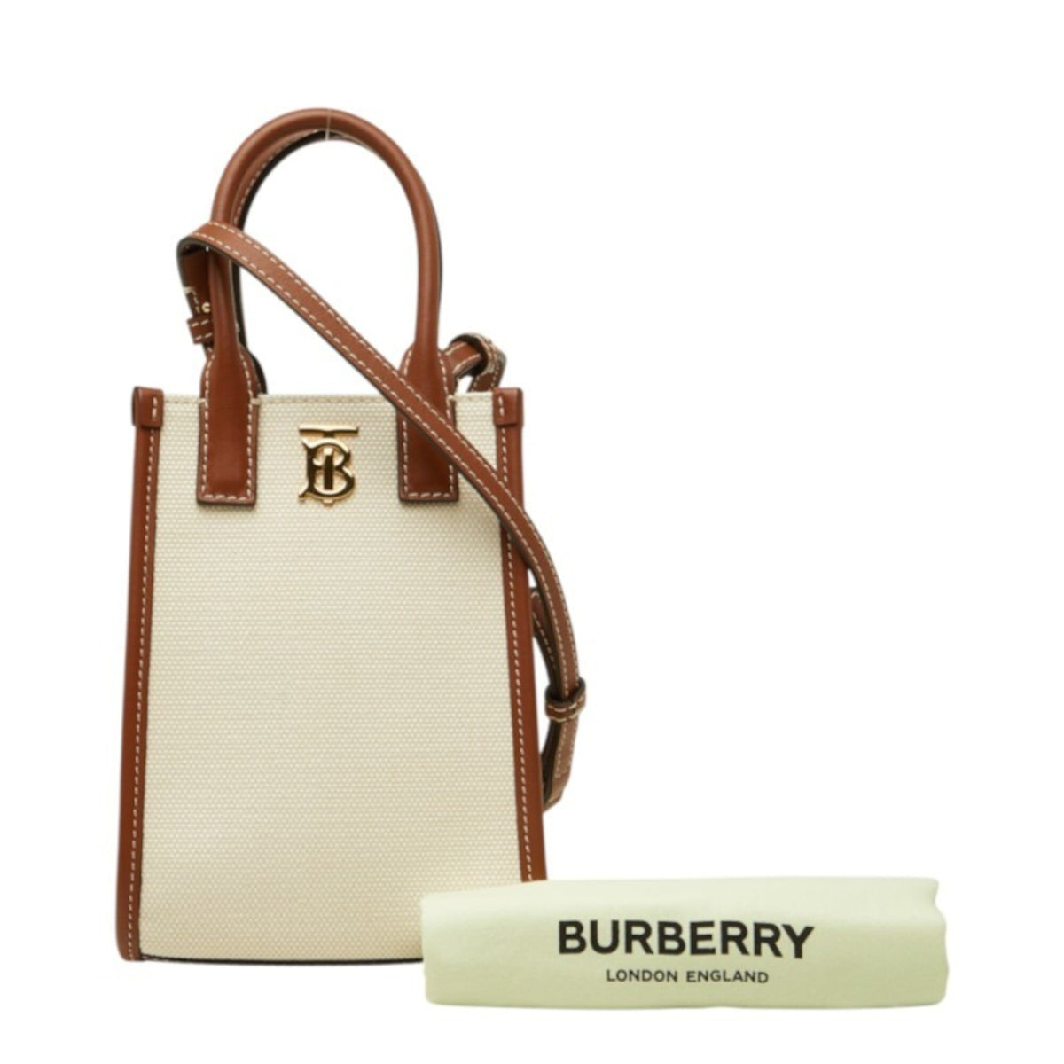 Burberry Brown Ivory Ivory Handbag Shoulder Bag (Pre-Owned)