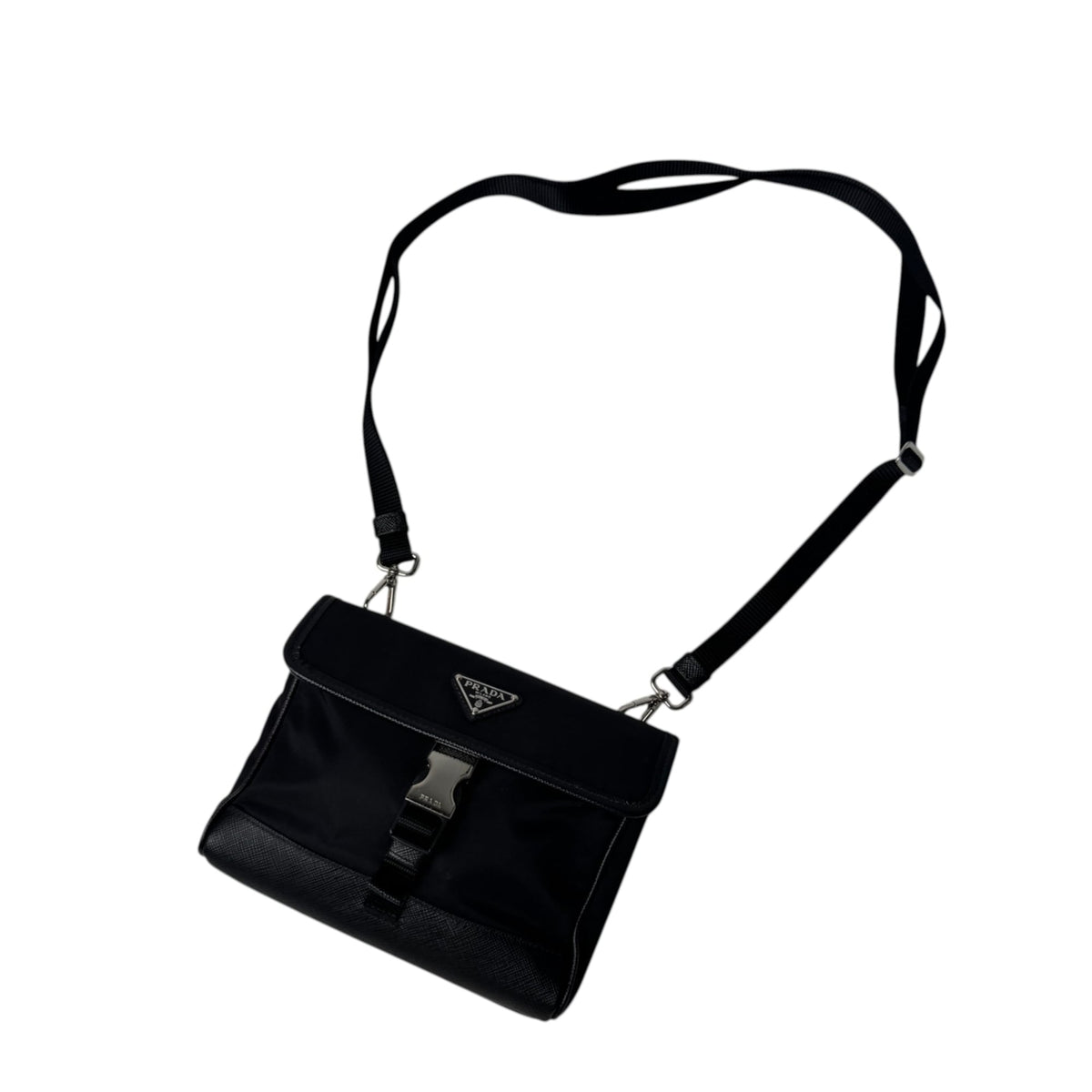 Prada Black Nylon Leather Shoulder Bag (Pre-Owned)