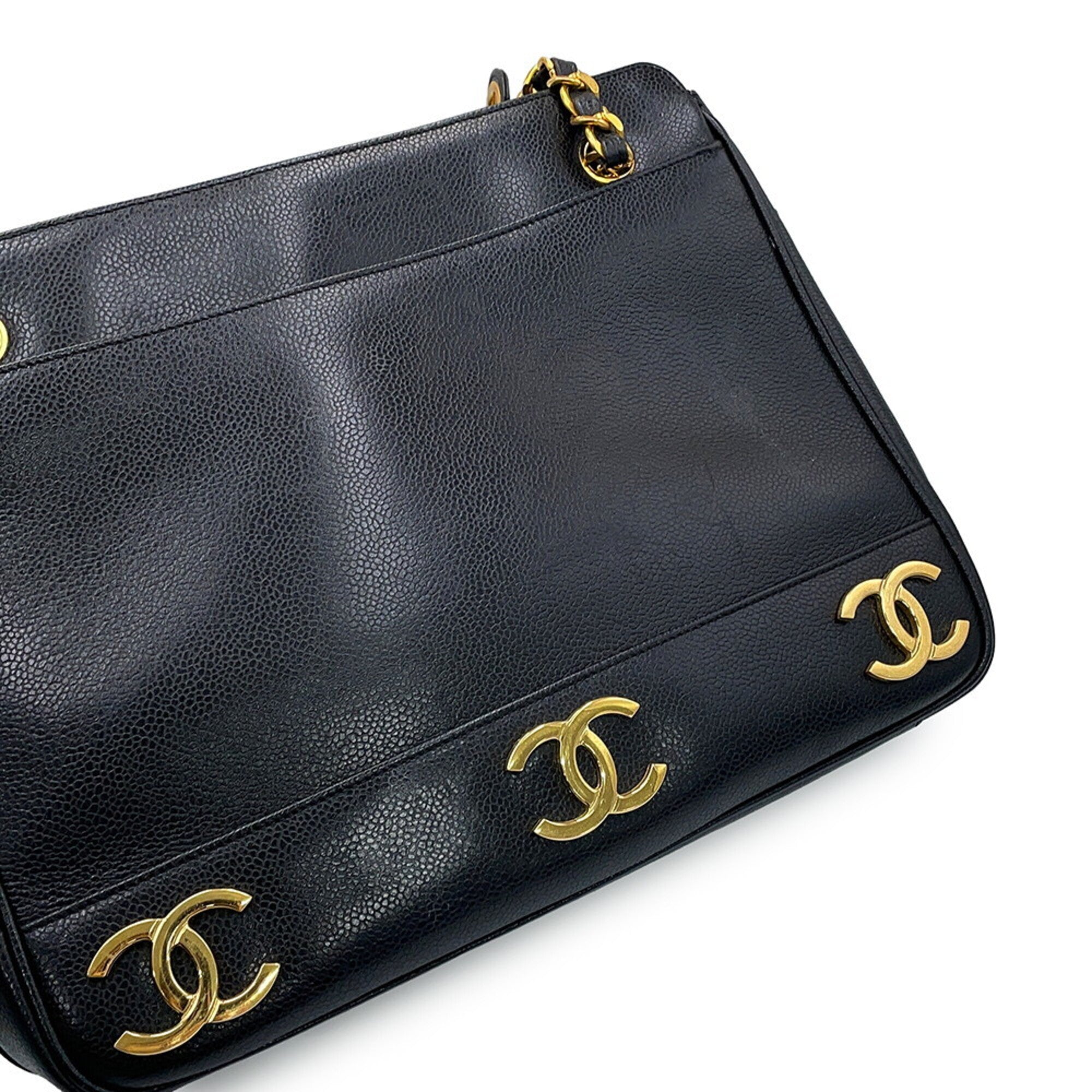 Chanel Black Grained Calfskin Tote Bag (Pre-Owned)
