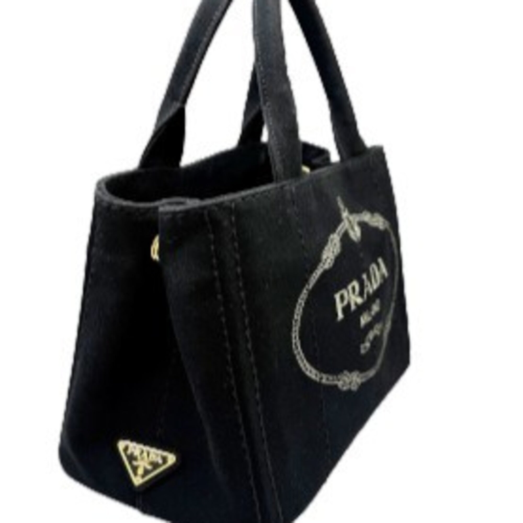 Prada Black Canvas Handbag Shoulder Bag (Pre-Owned)