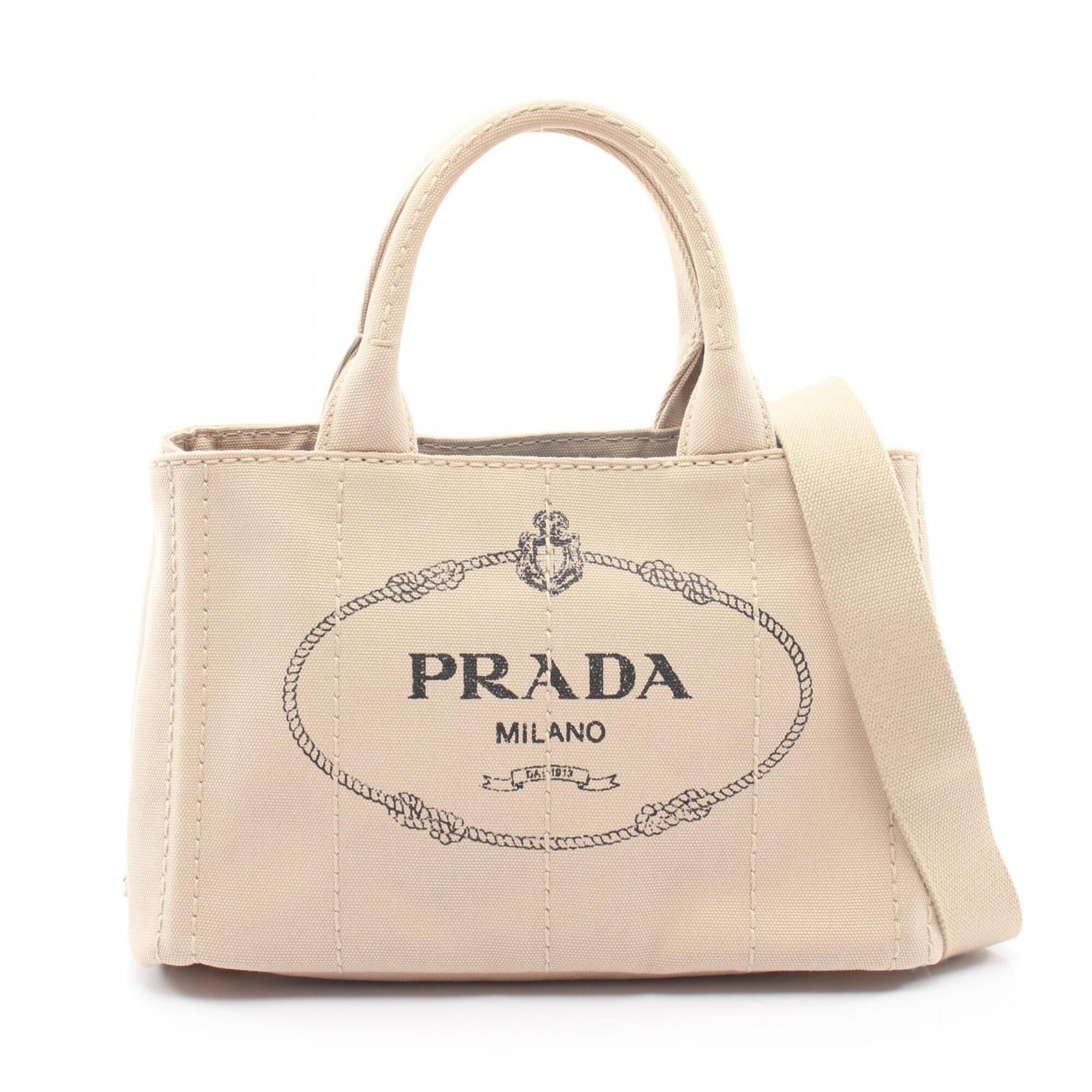 Prada Beige Canvas Handbag Tote Bag (Pre-Owned)