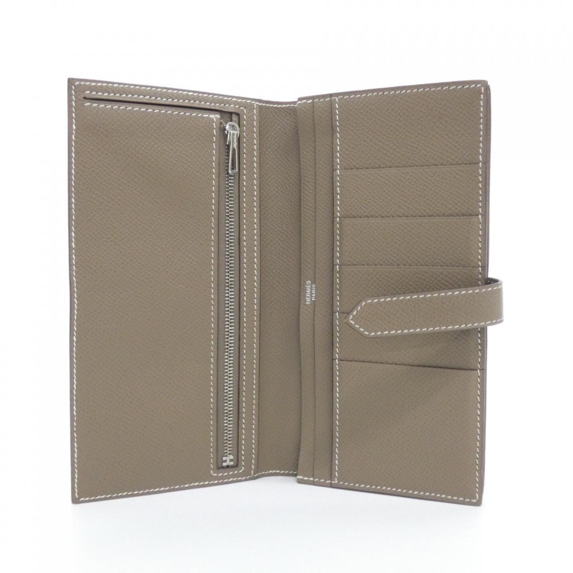 Hermes Etoupe Gray Epsom Leather Long Wallet (Bi-Fold) (Pre-Owned)