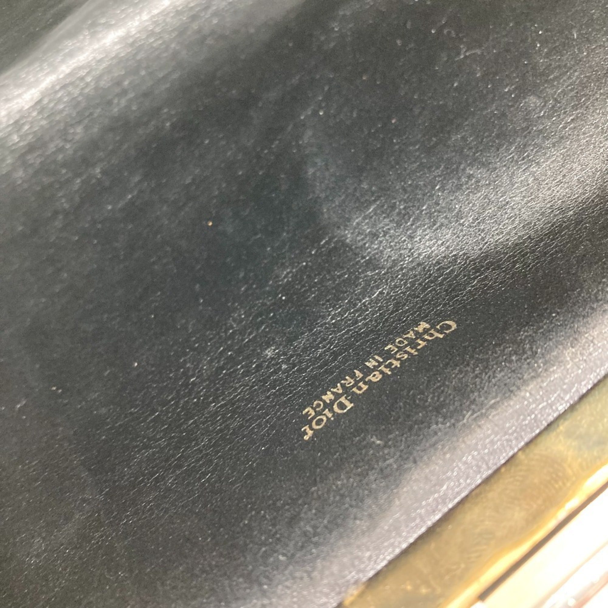 Christian Dior Gold Navy Leather Canvas Clutch Bag Handbag Pouch (Pre-Owned)