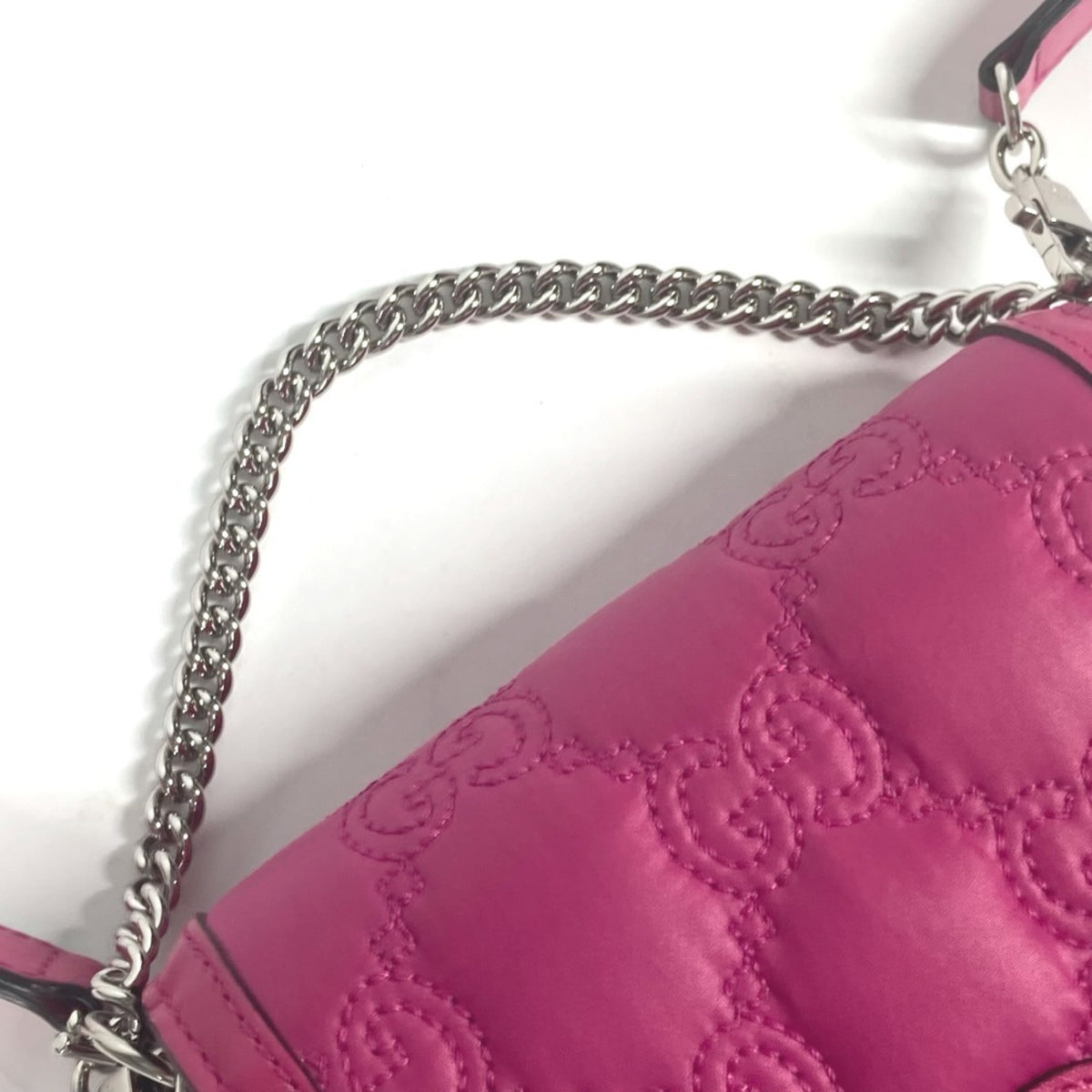 Gucci Pink Leather Nylon Pochette Shoulder Bag (Pre-Owned)