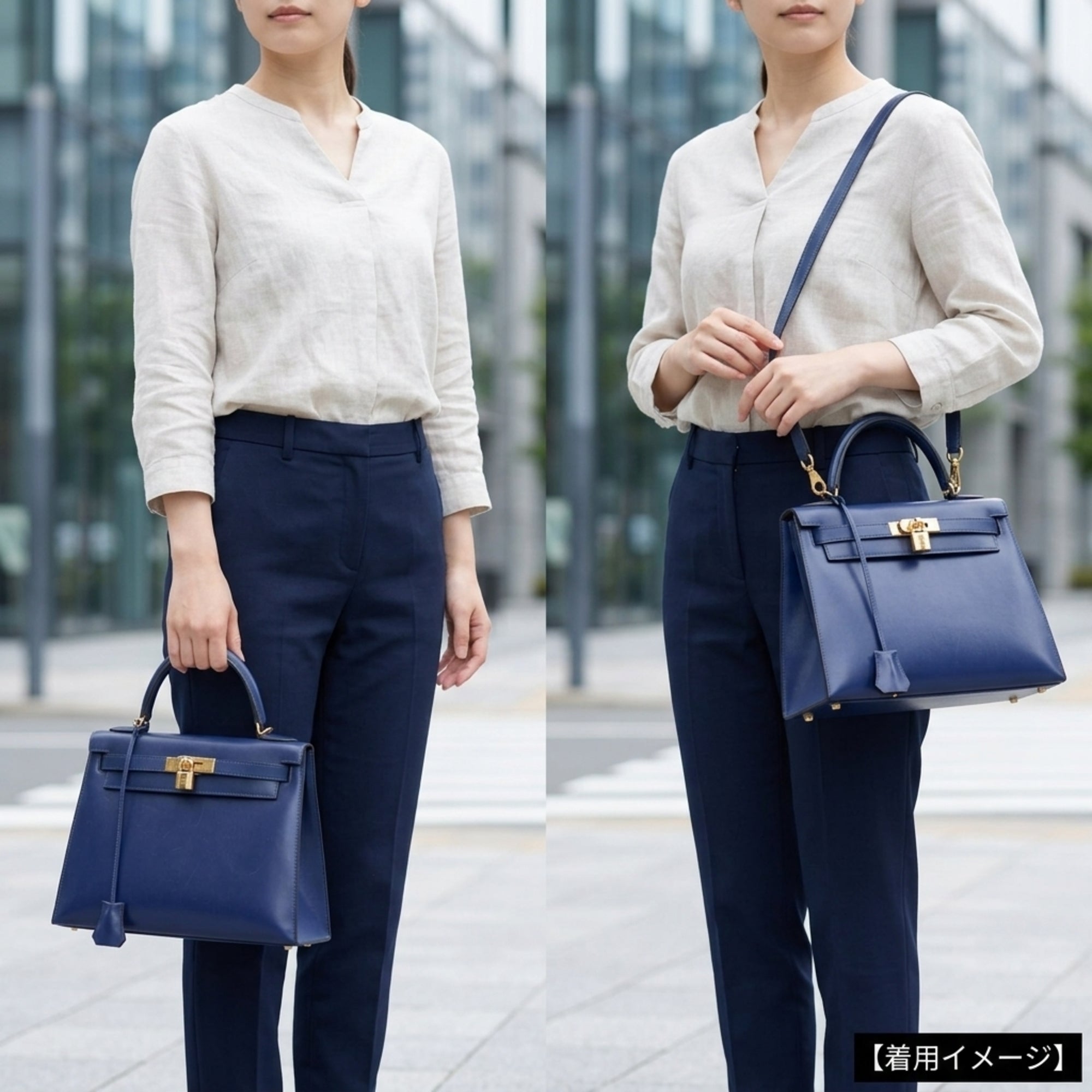 Hermes Bleu Saphir Navy Box Calf Leather Shoulder Bag (Pre-Owned)