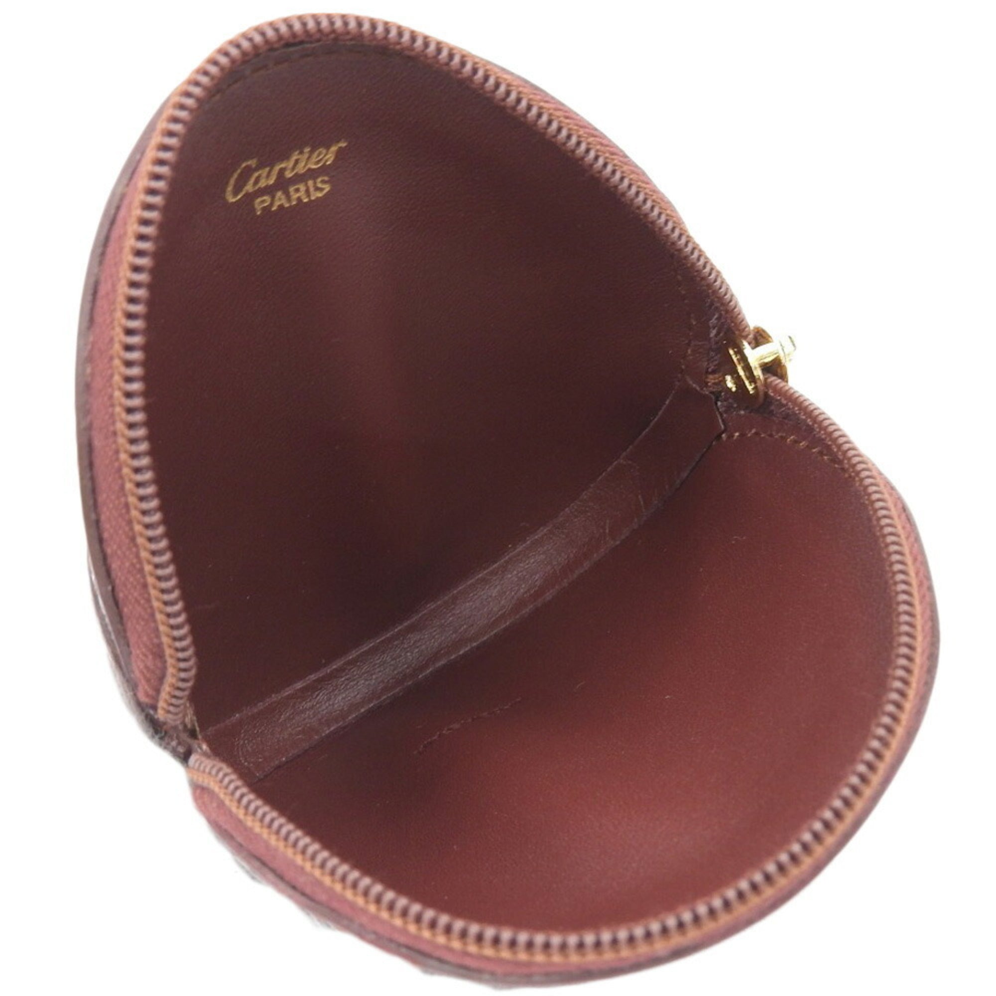 Cartier Wine Red Leather Coin Purse/Coin Case (Pre-Owned)
