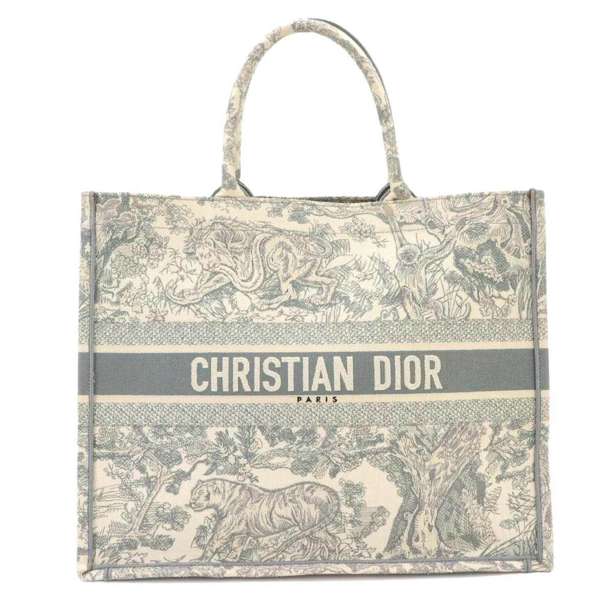 Christian Dior Gray Canvas Handbag Tote Bag (Pre-Owned)