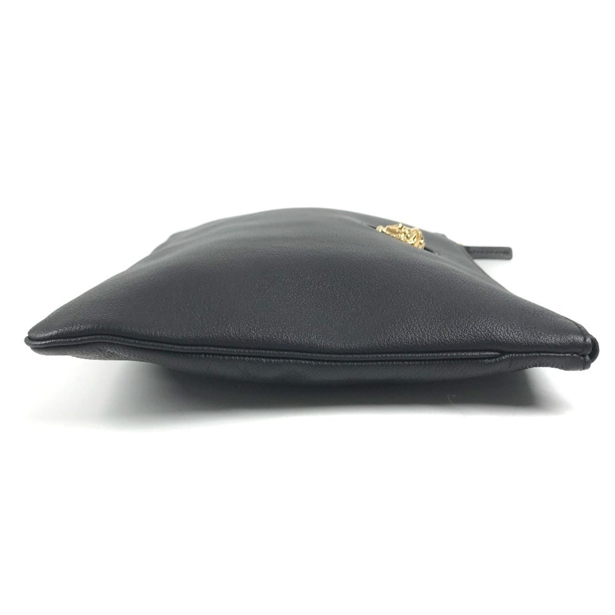 Versace Black Leather Clutch Bag Handbag (Pre-Owned)
