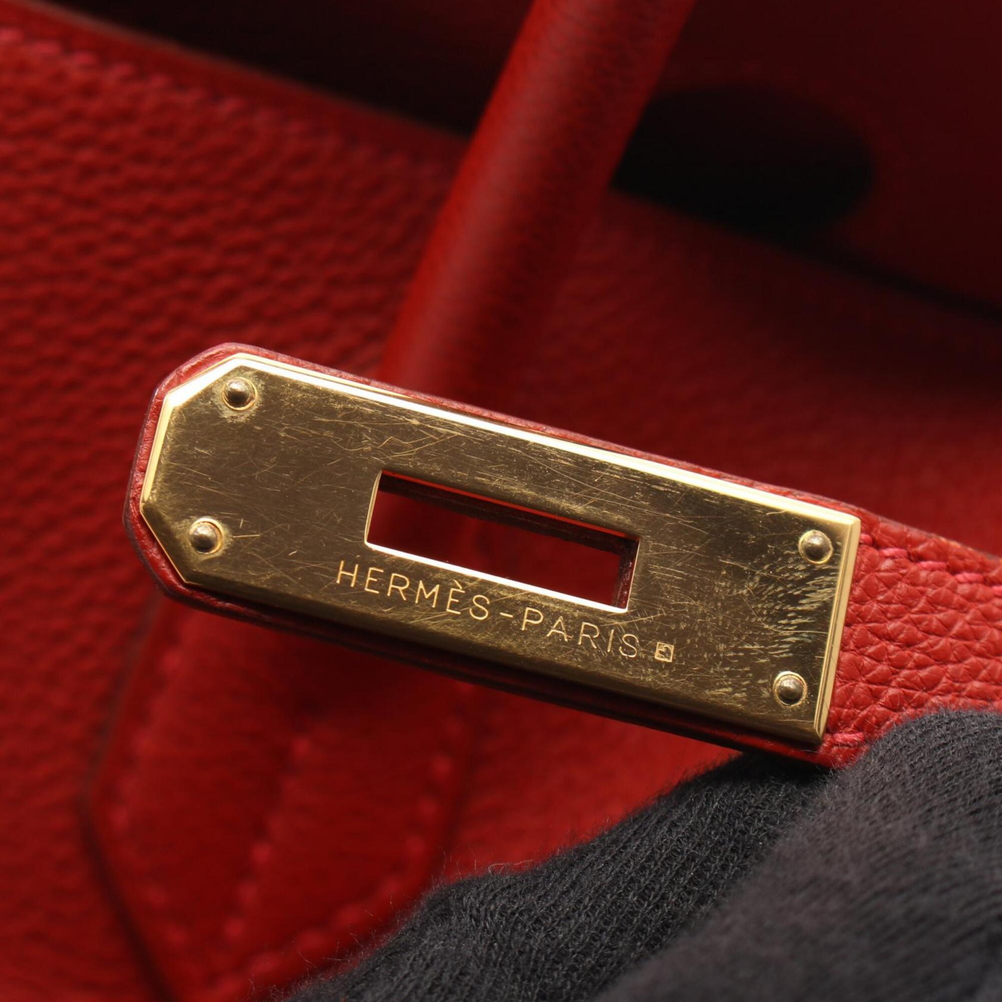 Hermes Red Color Togo Leather Leather Handbag (Pre-Owned)