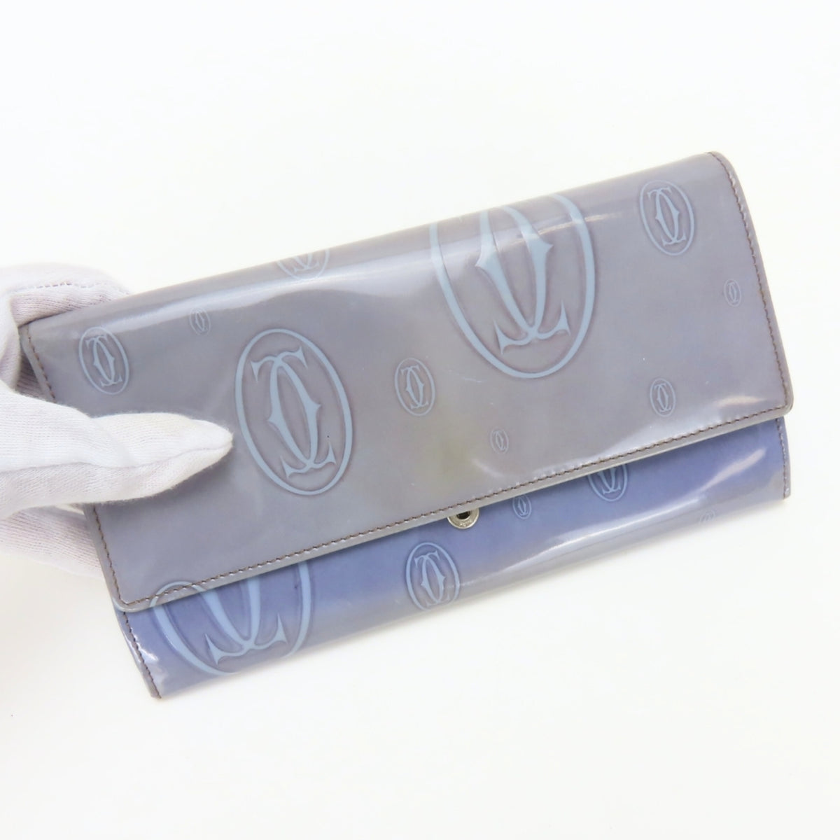 Cartier Purple Leather Long Wallet (Bi-Fold) (Pre-Owned)
