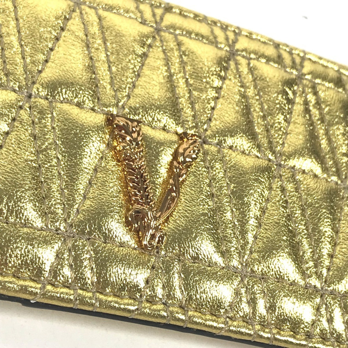 Versace Gold Leather Coin Purse/Coin Case (Pre-Owned)