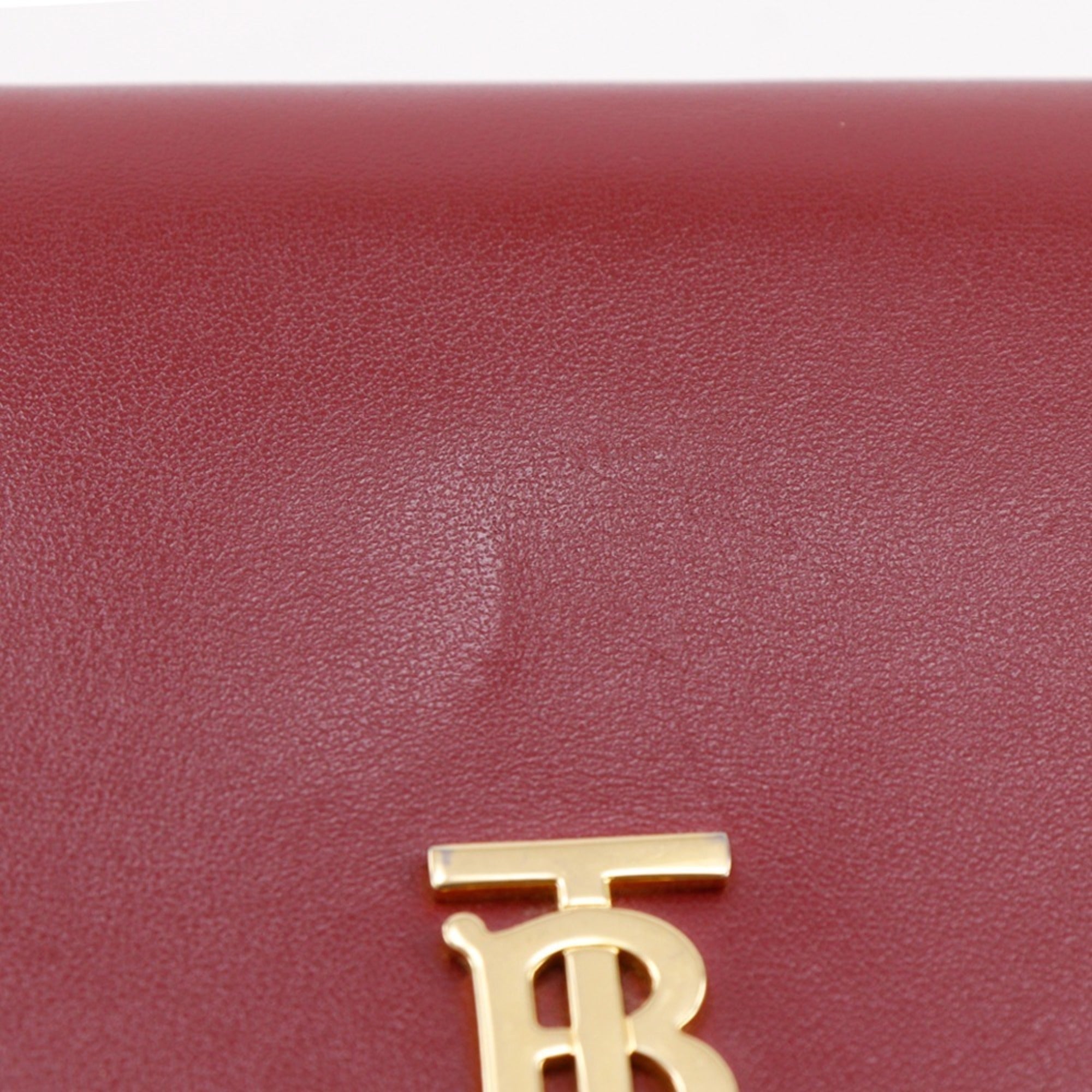 Burberry Red Color Leather Shoulder Bag (Pre-Owned)