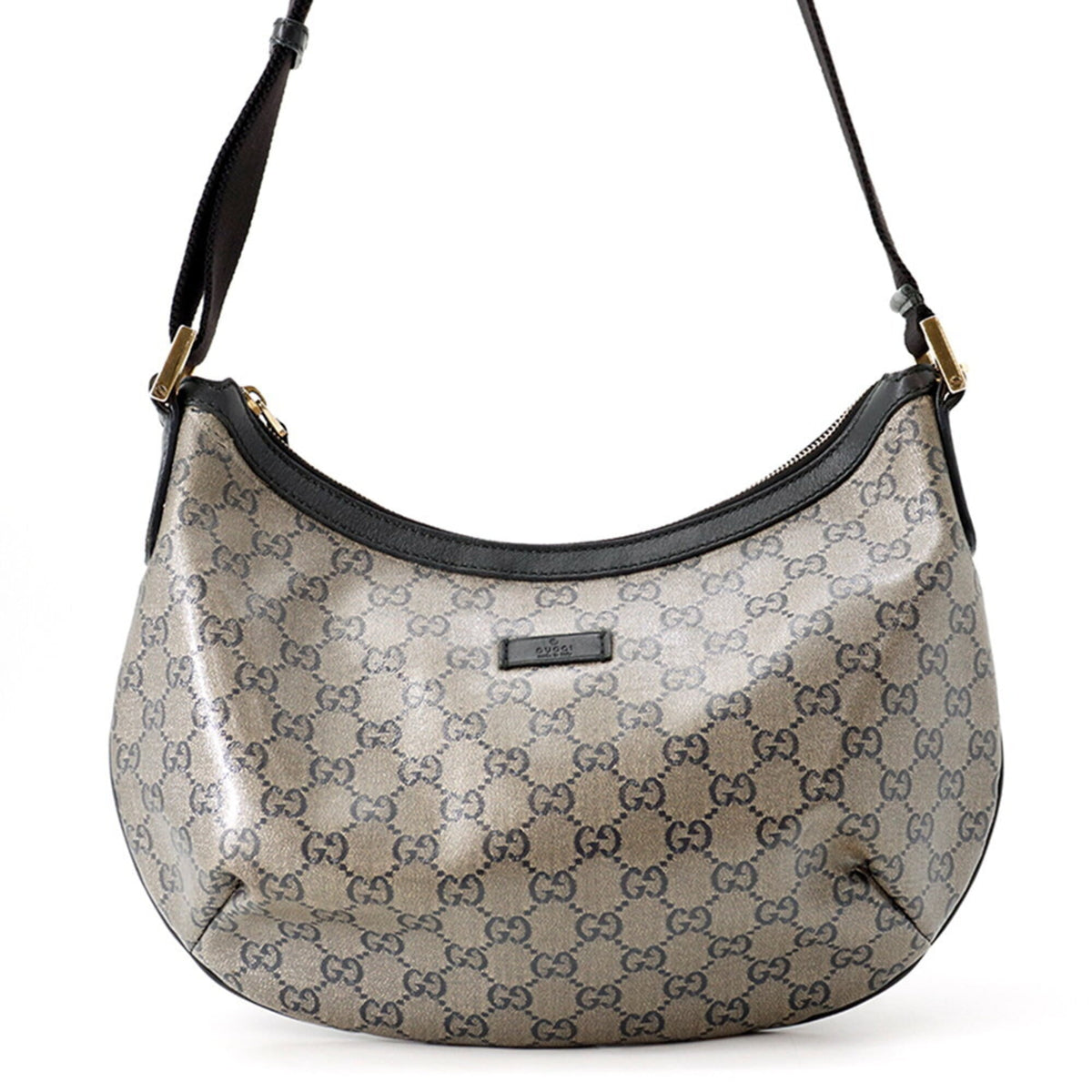 Gucci Black Gold Gray Pvc Leather Shoulder Bag (Pre-Owned)