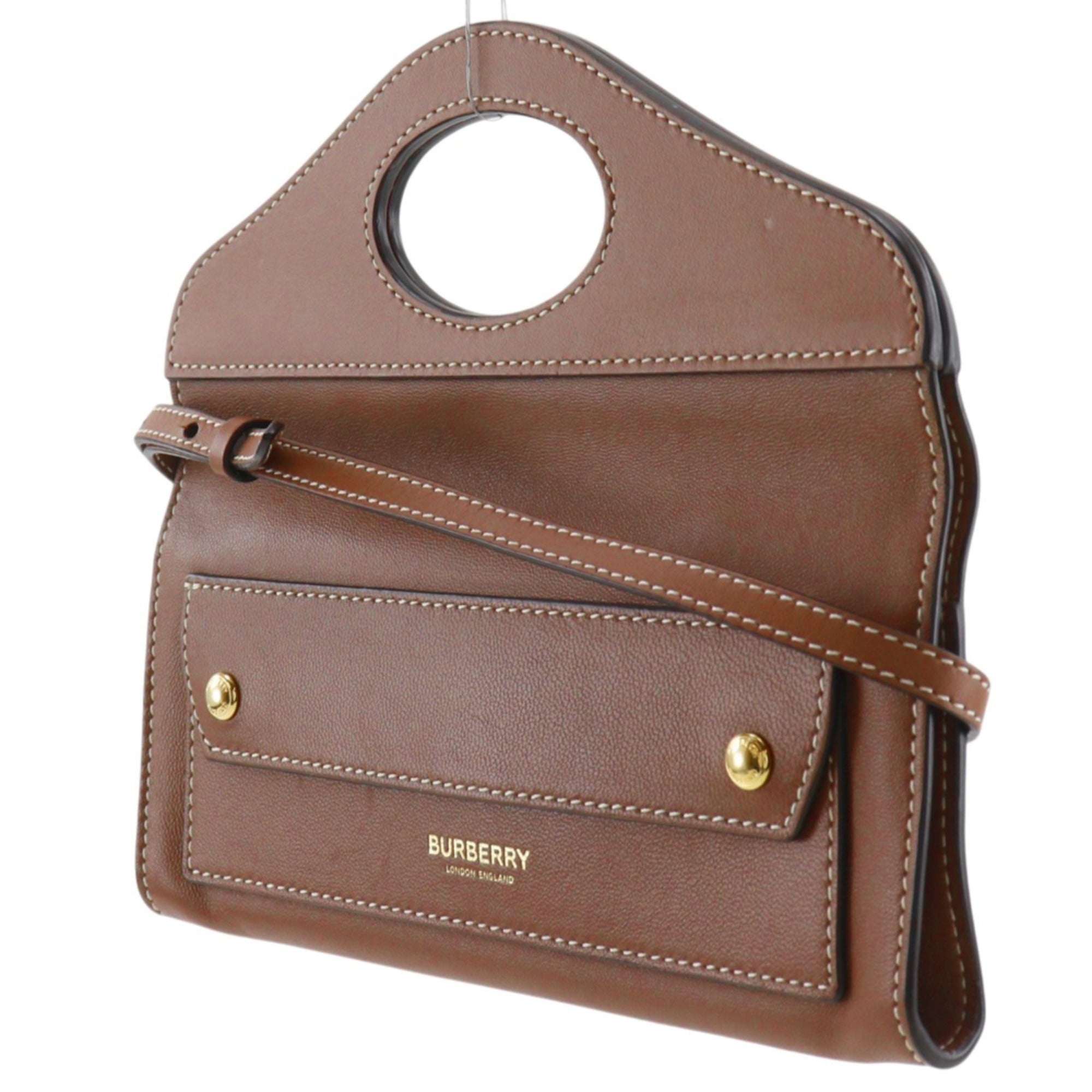 Burberry Brown Leather Clutch Bag Pochette (Pre-Owned)