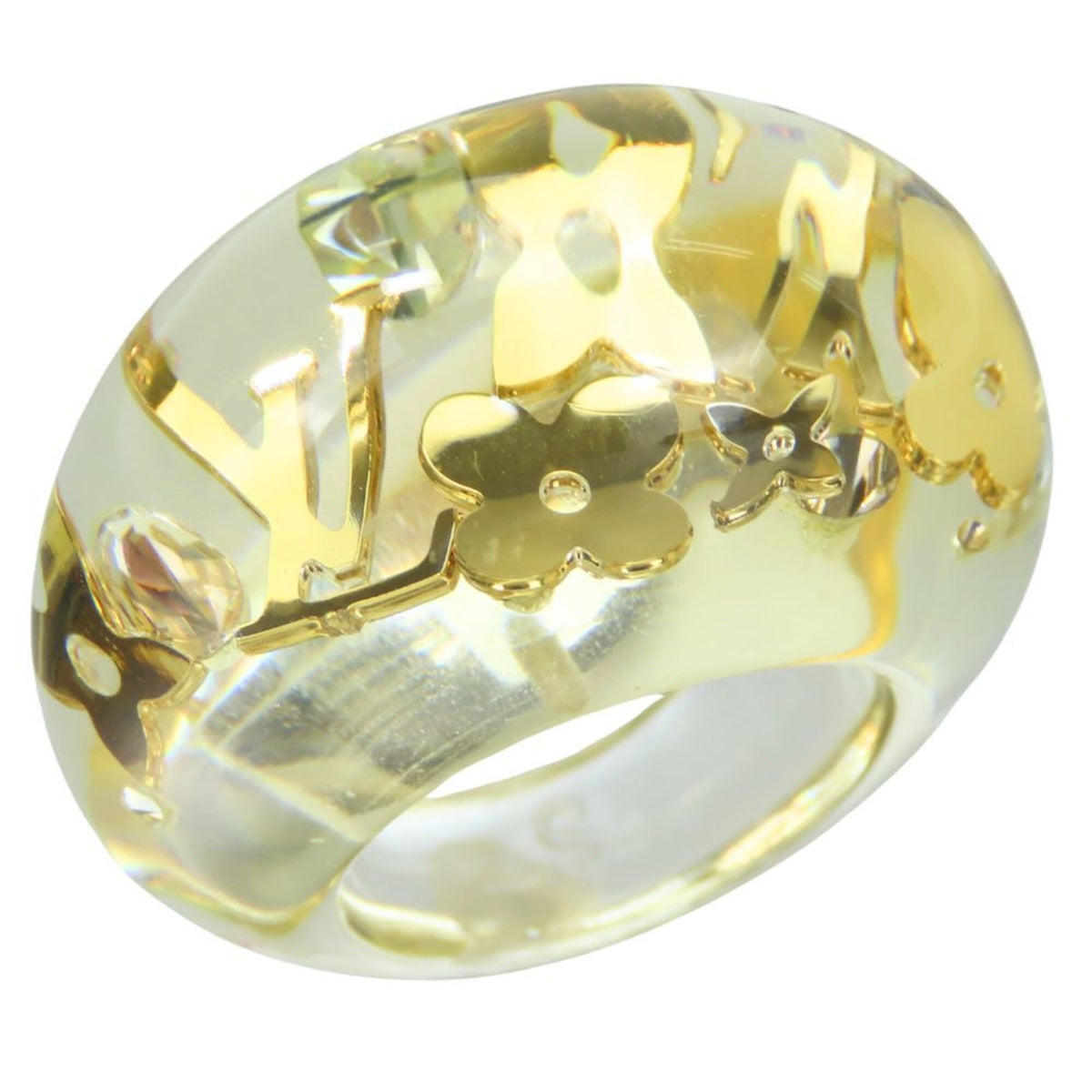 Louis Vuitton Gold Clear Plastic Band Ring (Pre-Owned)