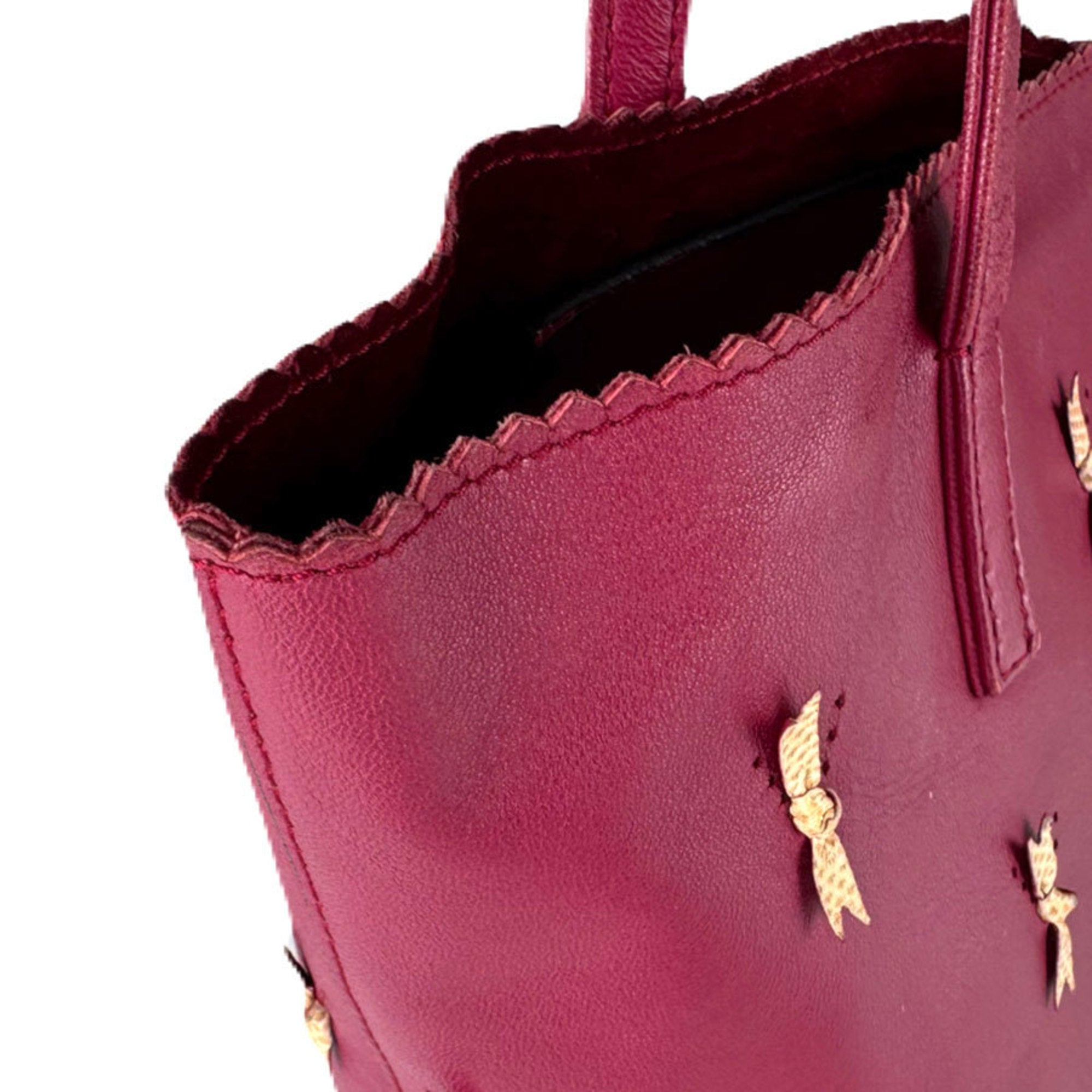 Loewe Red Color Wine Leather Handbag Tote Bag (Pre-Owned)