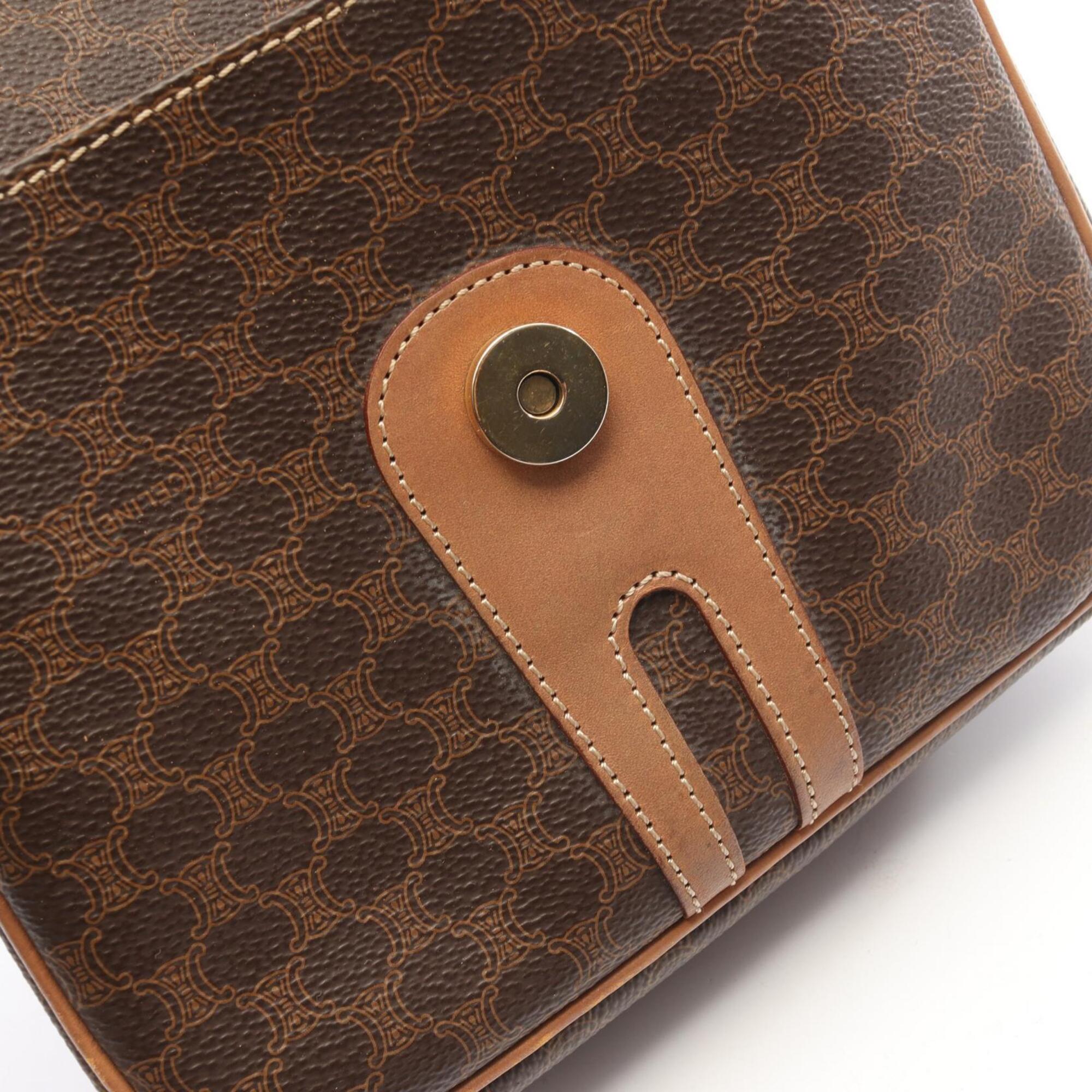Celine Brown Coated Canvas Leather Handbag Shoulder Bag (Pre-Owned)