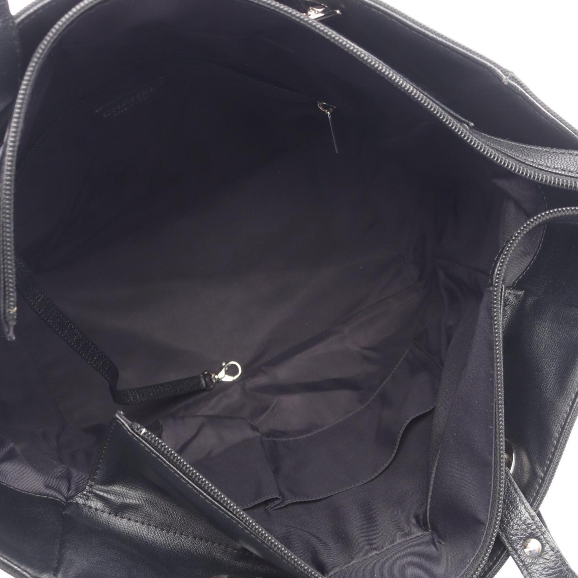 Chanel Black Coated Canvas Pvc Leather Handbag Tote Bag (Pre-Owned)