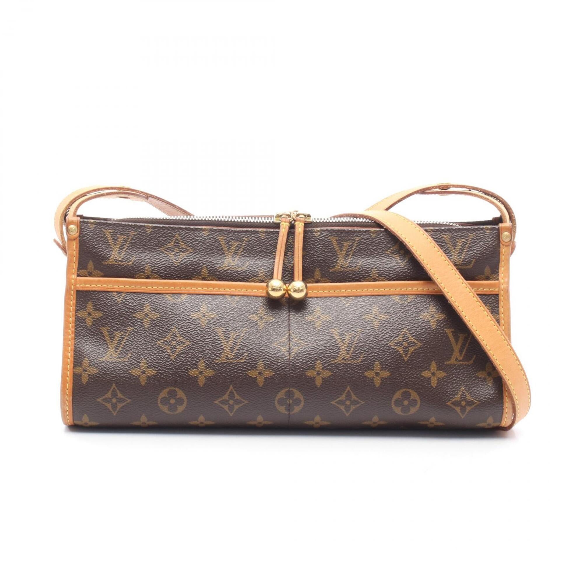 Louis Vuitton Brown Coated Canvas Leather Handbag Shoulder Bag (Pre-Owned)