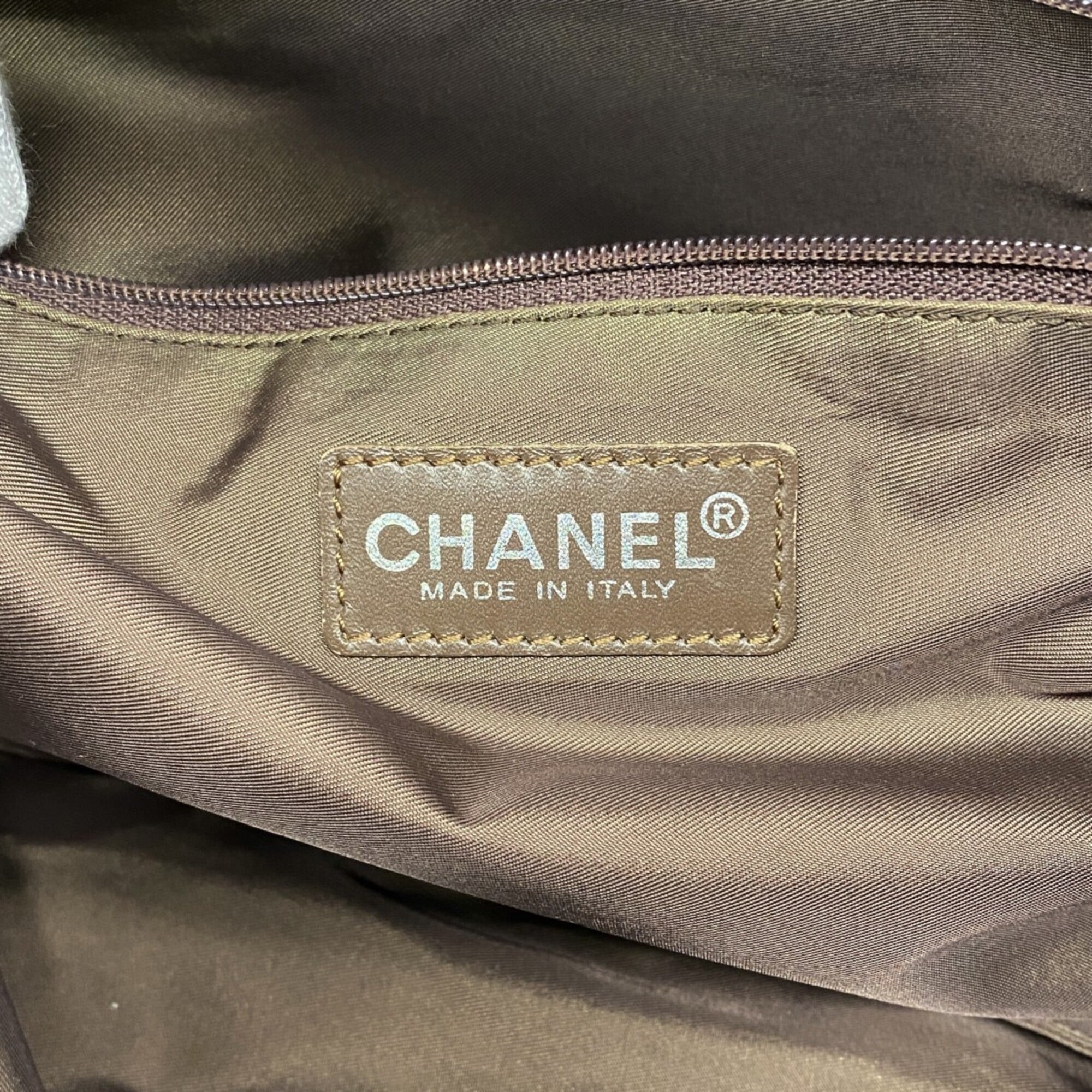 Chanel Khaki Nylon Tote Bag (Pre-Owned)