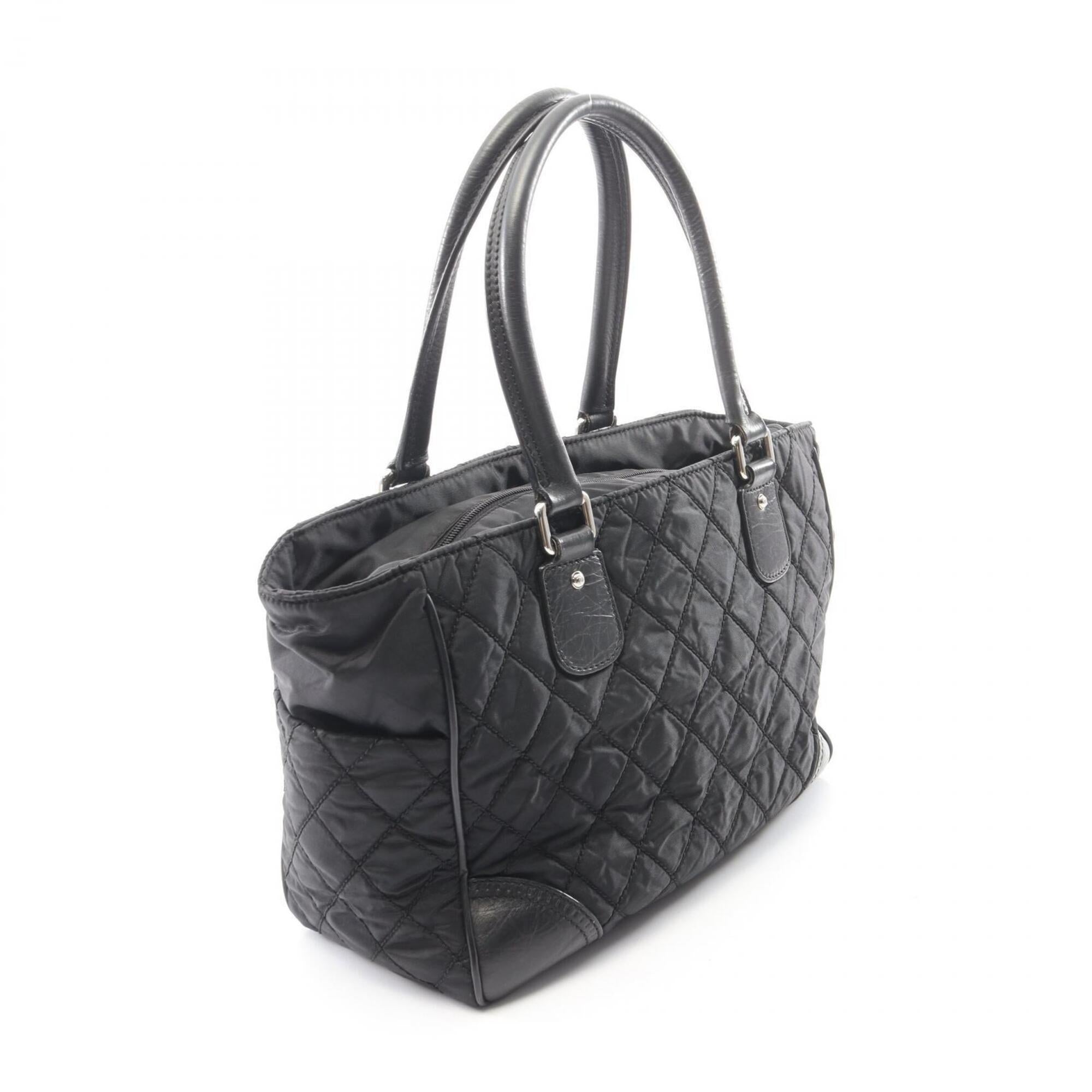 Chanel Black Nylon Leather Handbag Tote Bag (Pre-Owned)