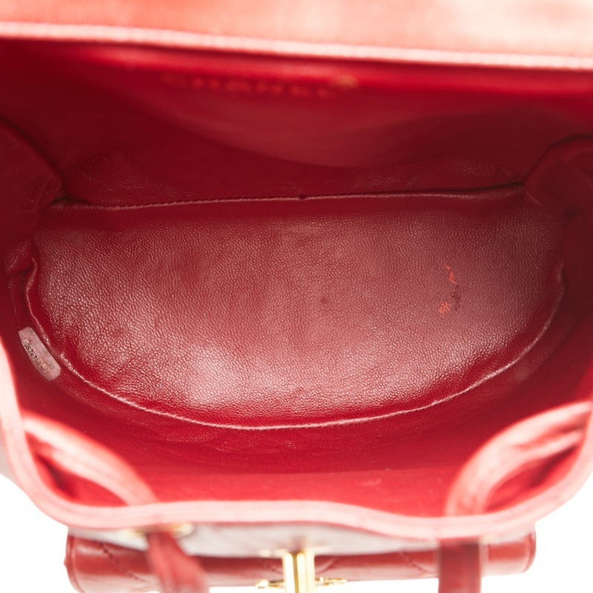 Chanel Red Color Leather Backpack (Pre-Owned)