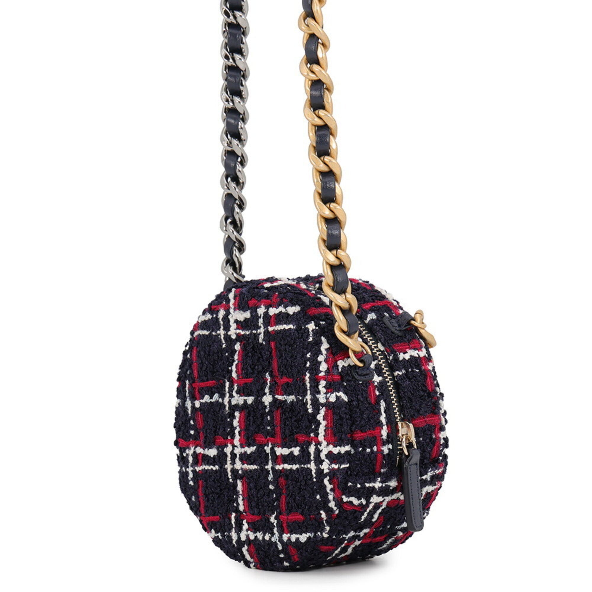 Chanel Matelasse Navy Pink White Tweed Shoulder Bag (Pre-Owned)