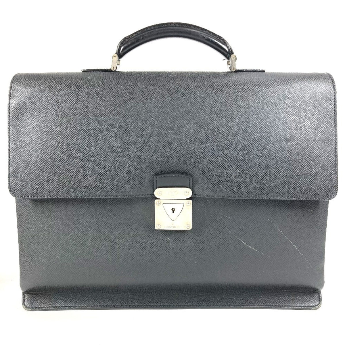 Louis Vuitton Ardoise Black Taiga Leather Leather Briefcase Handbag (Pre-Owned)