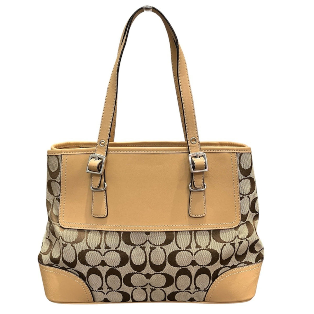 Coach Beige Signature Line Tote Bag (Pre-Owned)
