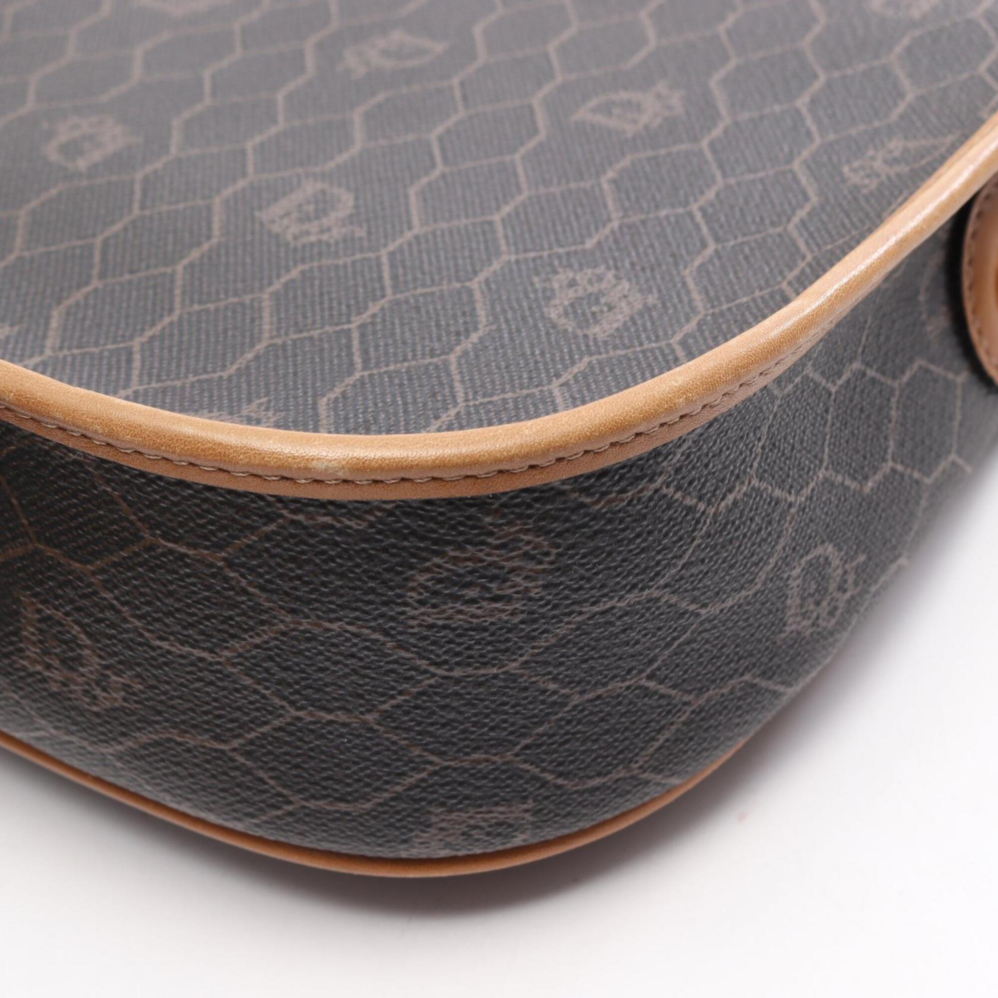 Christian Dior Black Brown Coated Canvas Leather Handbag Shoulder Bag (Pre-Owned)