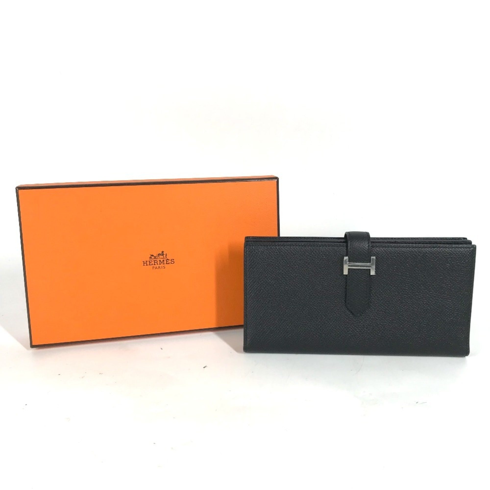 Hermes Black Epsom Leather Long Wallet (Bi-Fold) (Pre-Owned)