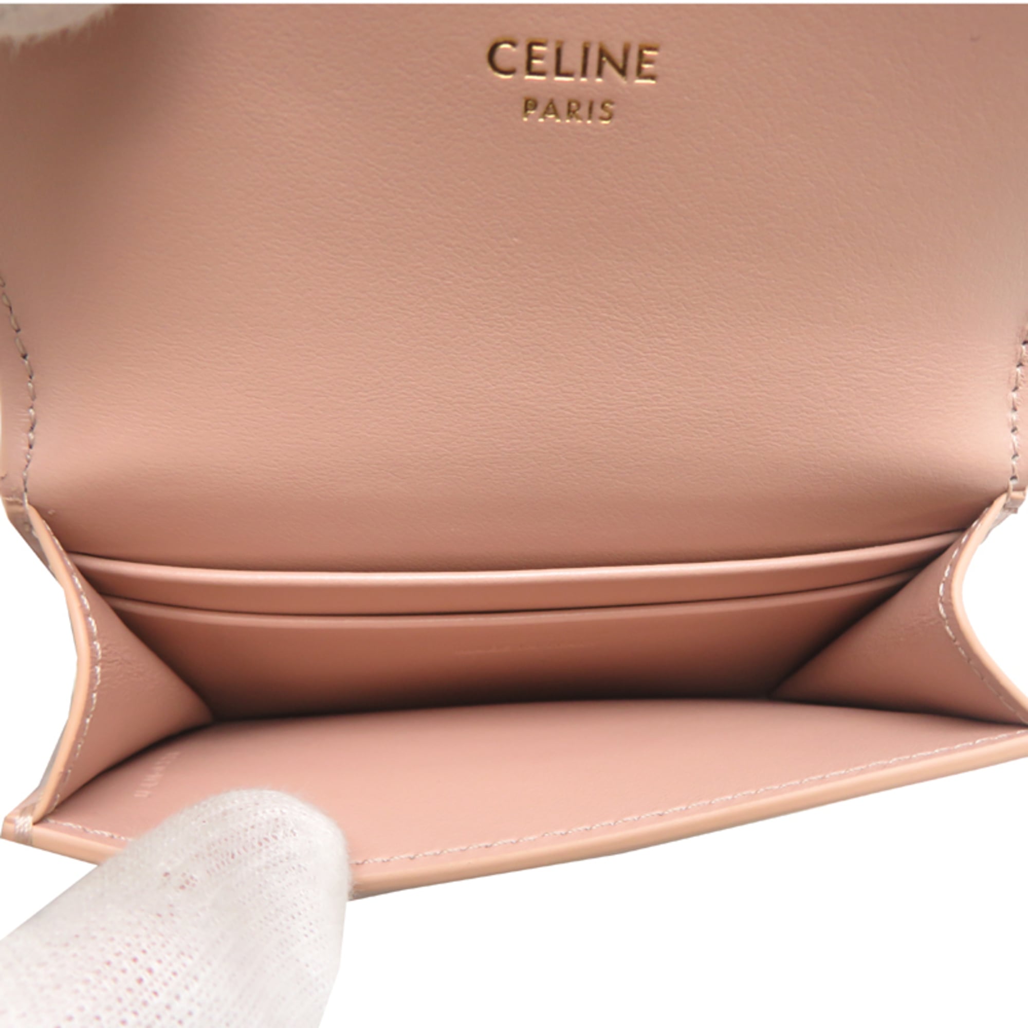 Celine Beige Leather Card Wallet (Pre-Owned)