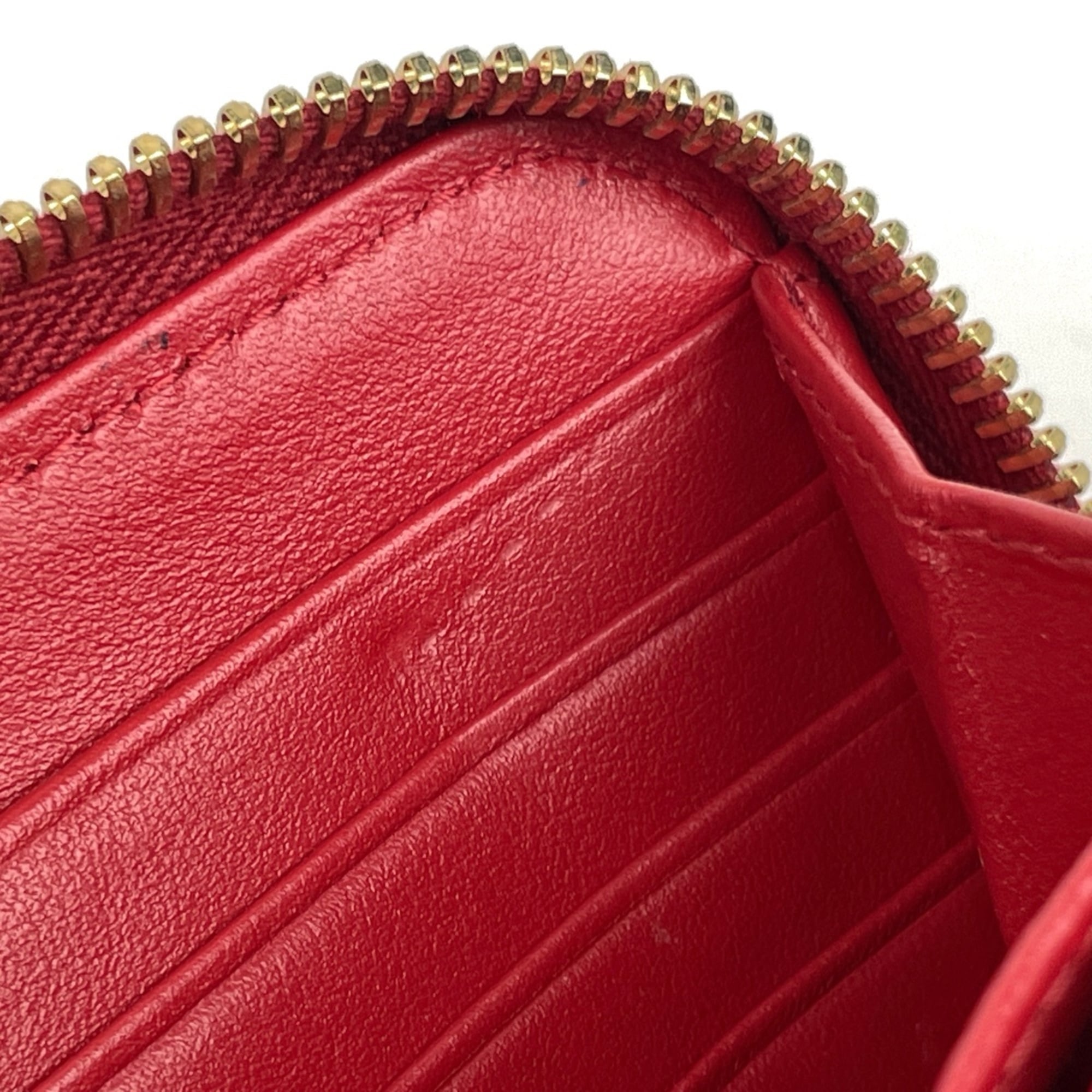 Prada Red Color Canvas Leather Long Wallet (Bi-Fold) (Pre-Owned)