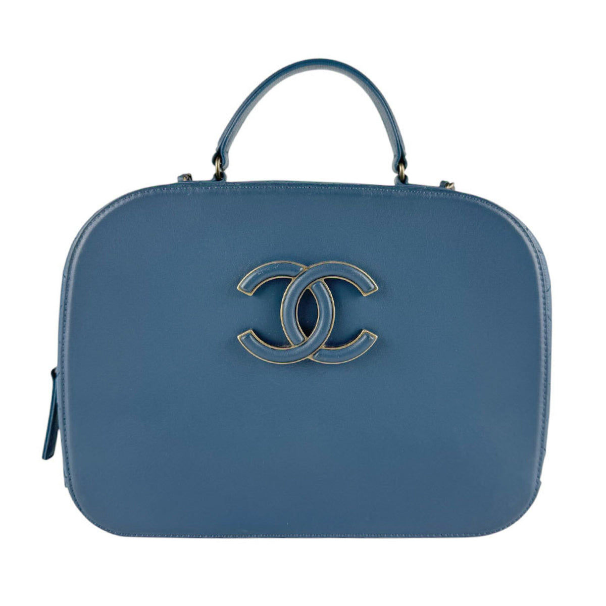 Chanel Blue Leather Handbag Shoulder Bag (Pre-Owned)