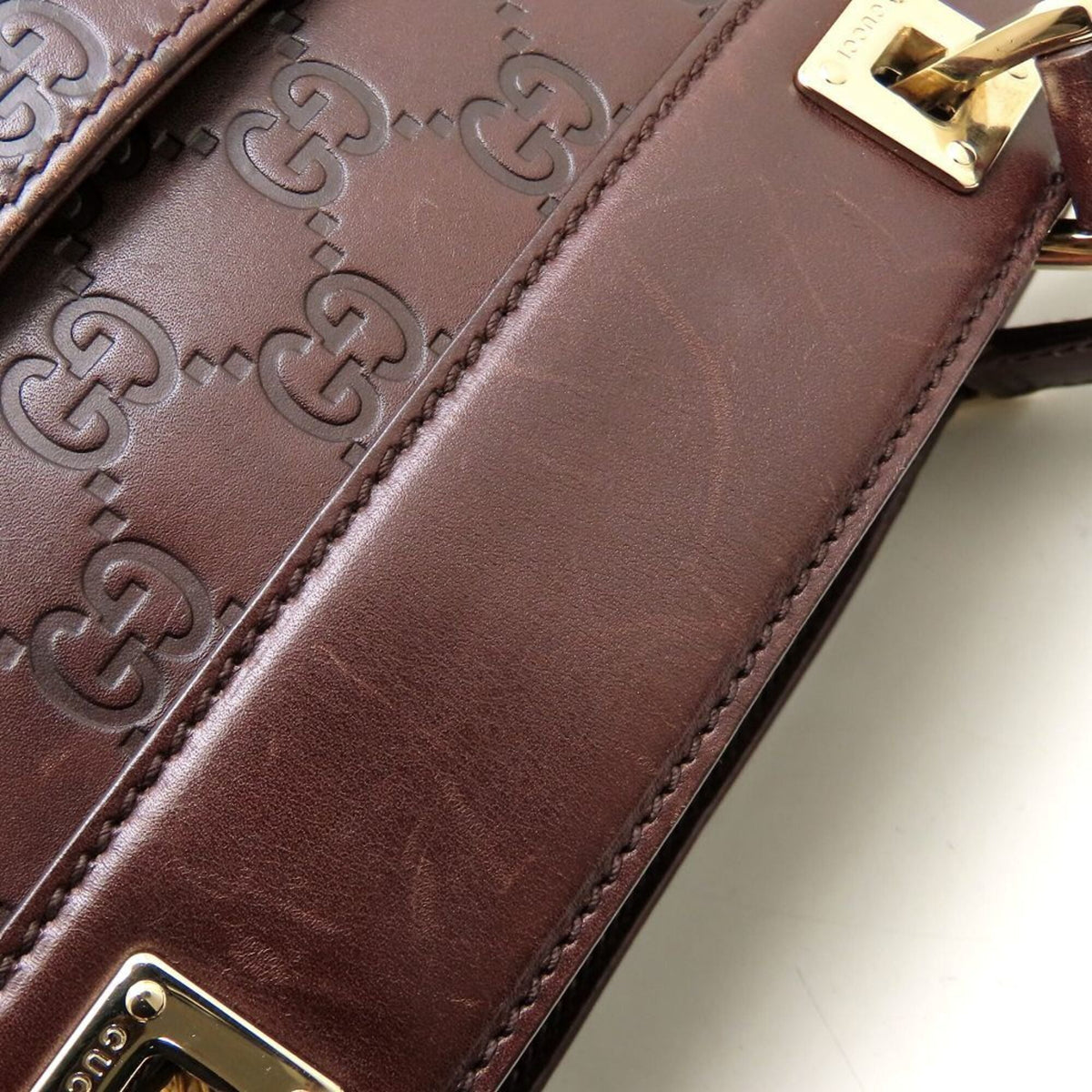 Gucci Dark Brown Leather Tote Bag (Pre-Owned)