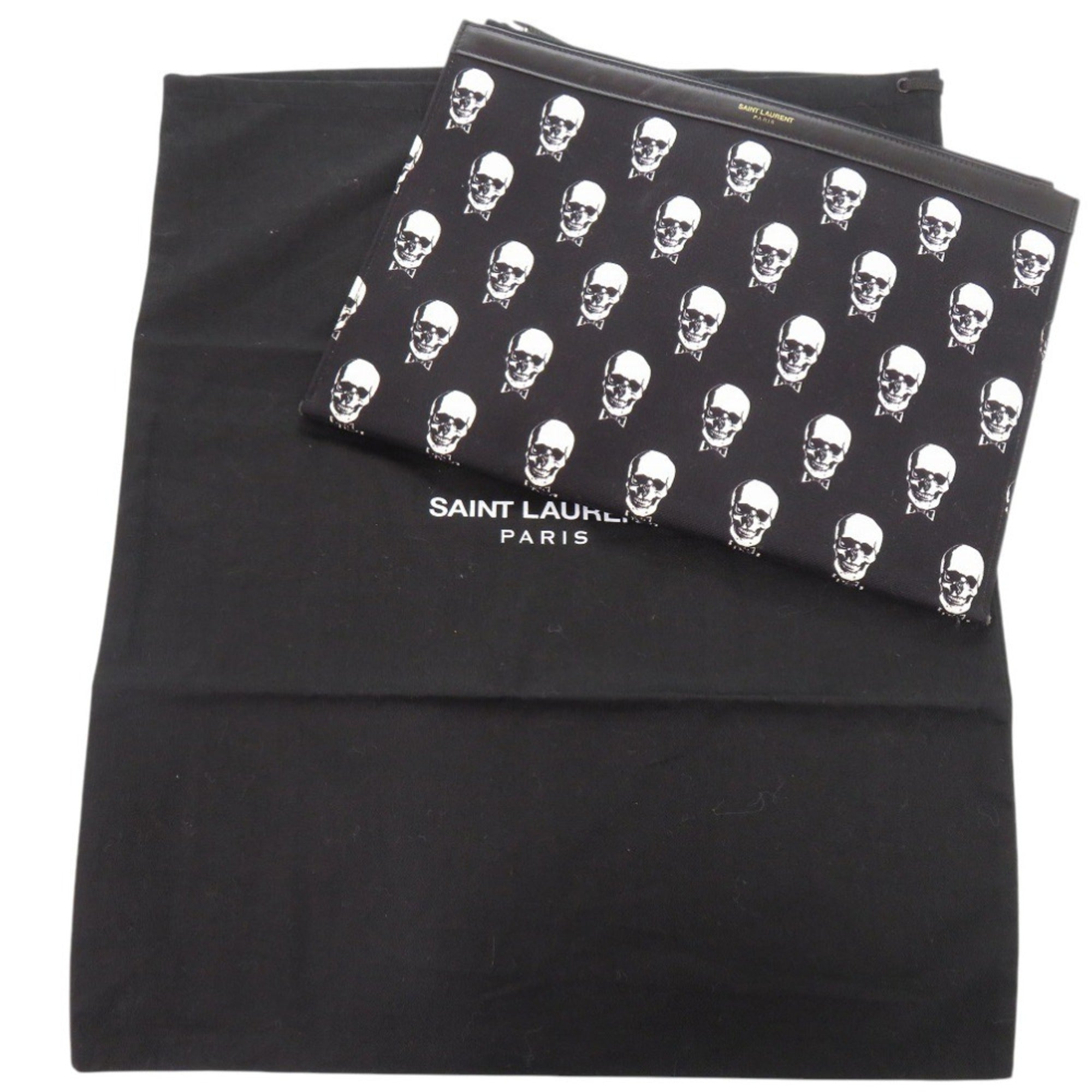 Yves Saint Laurent Black Canvas Leather Clutch Bag (Pre-Owned)