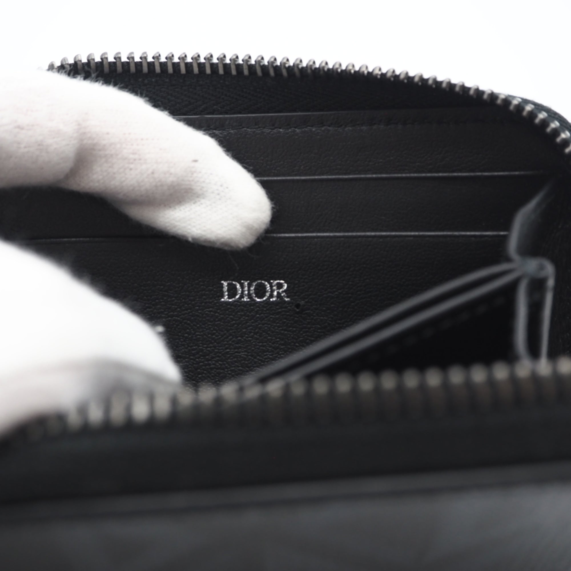 Christian Dior Black Gray Coated Canvas Leather Coin Purse/Coin Case (Pre-Owned)