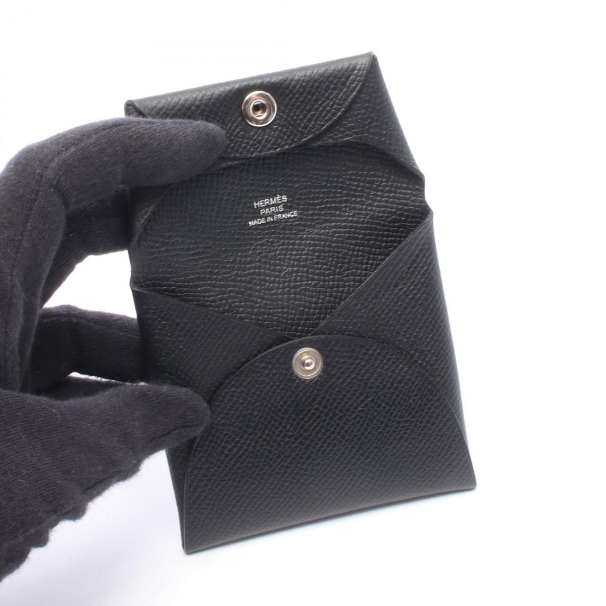 Hermes Black Epsom Leather Leather Coin Purse/Coin Case (Pre-Owned)