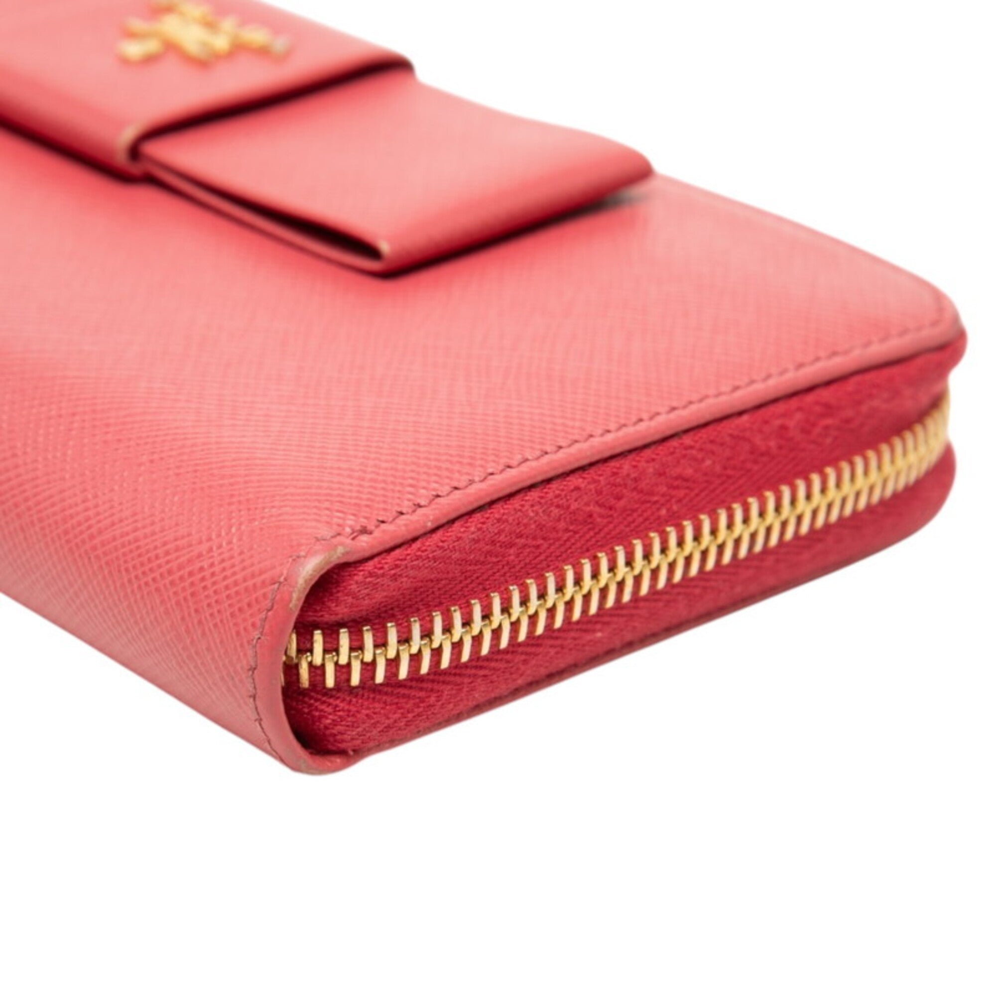Prada Pink Leather Long Wallet (Bi-Fold) (Pre-Owned)