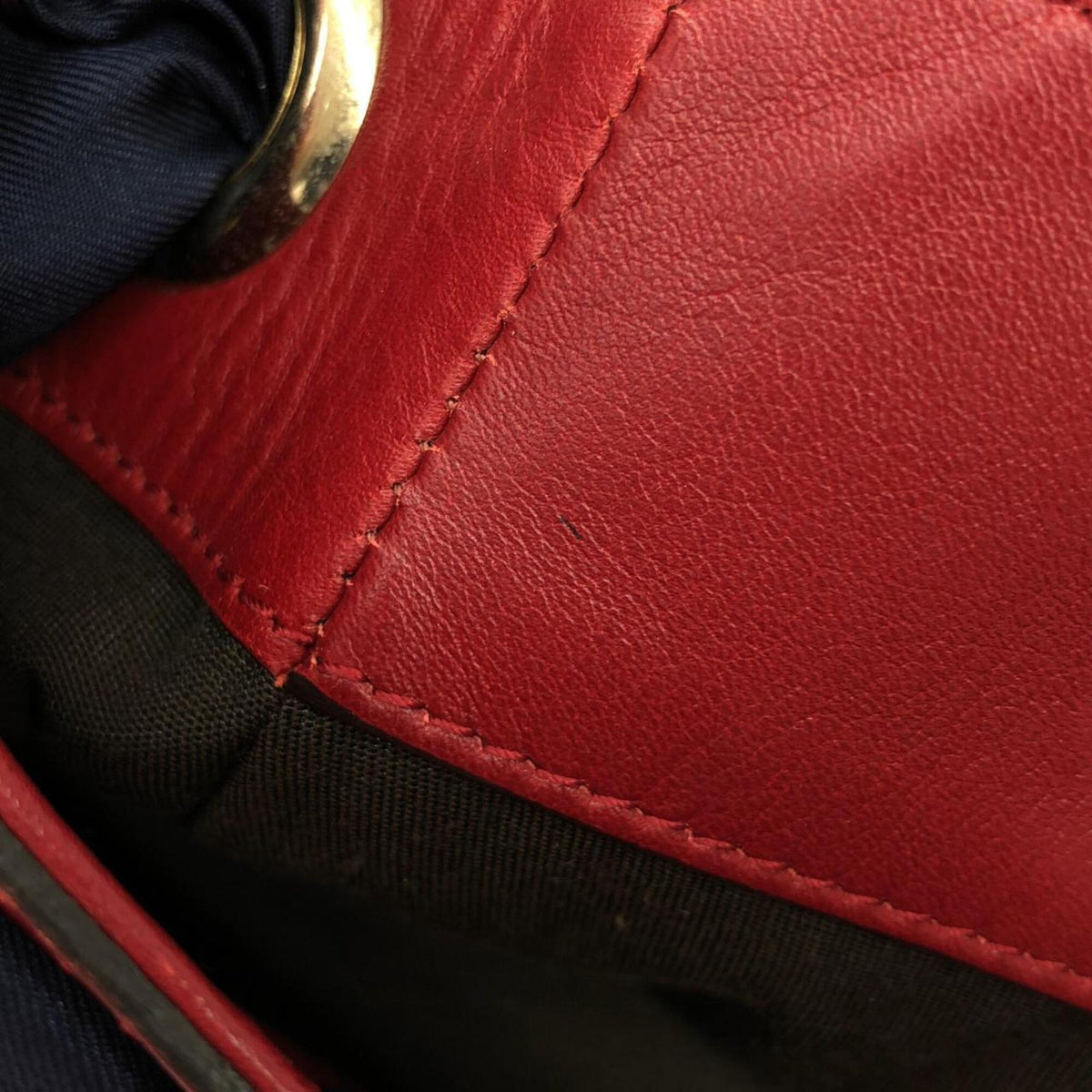 Gucci Red Color Gg Canvas Leather Handbag (Pre-Owned)