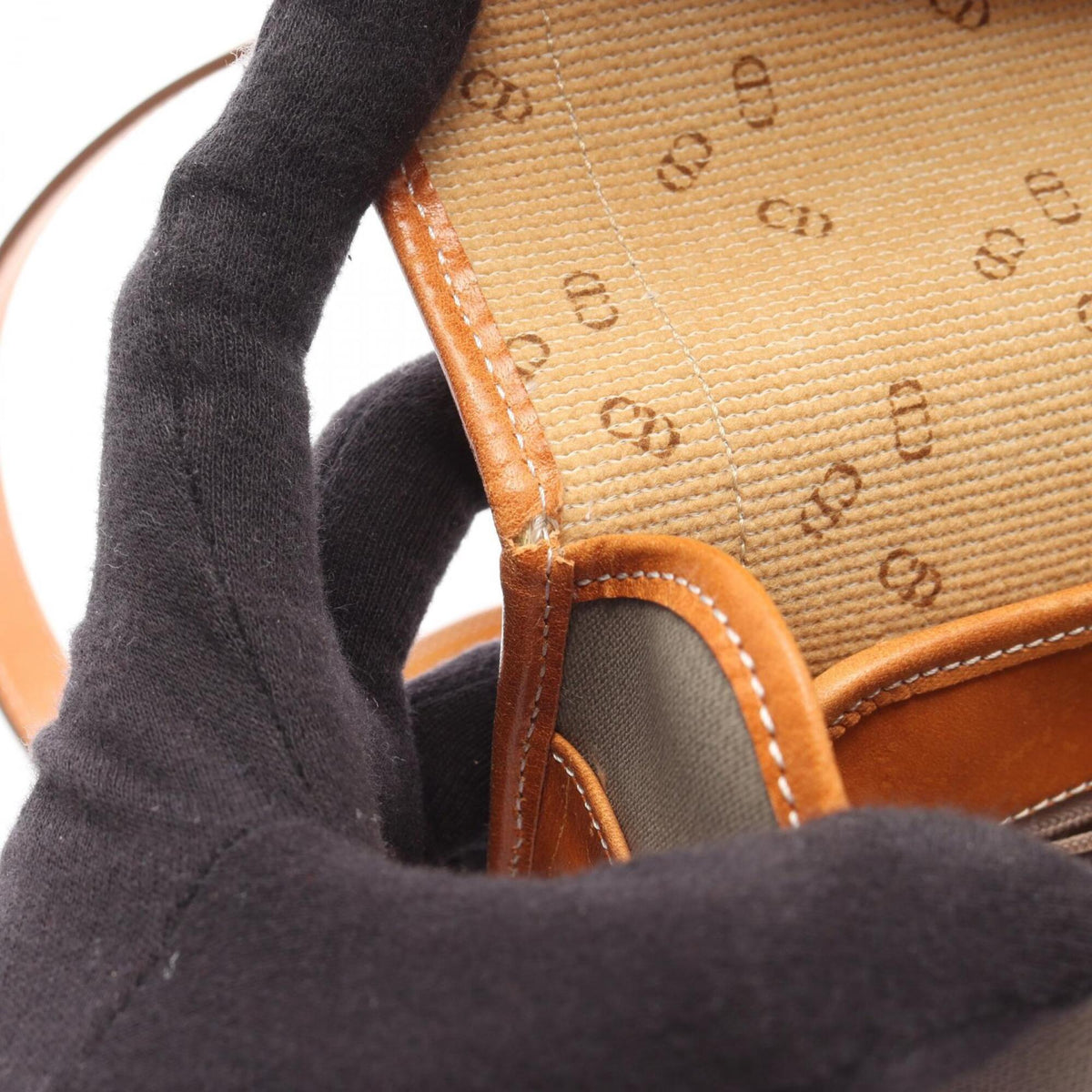Christian Dior Brown Gray Coated Canvas Leather Handbag Shoulder Bag (Pre-Owned)