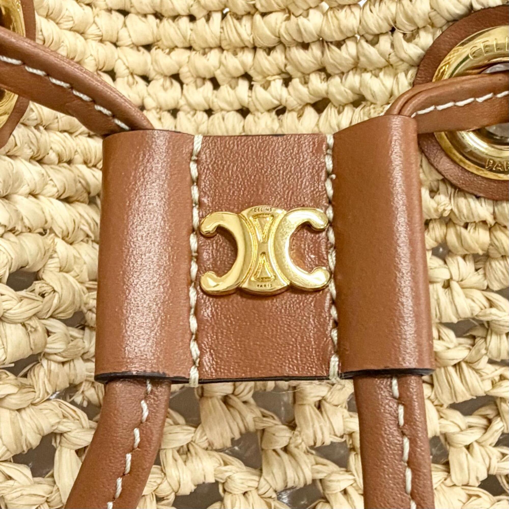 Celine Brown Raffia Leather Shoulder Bag (Pre-Owned)