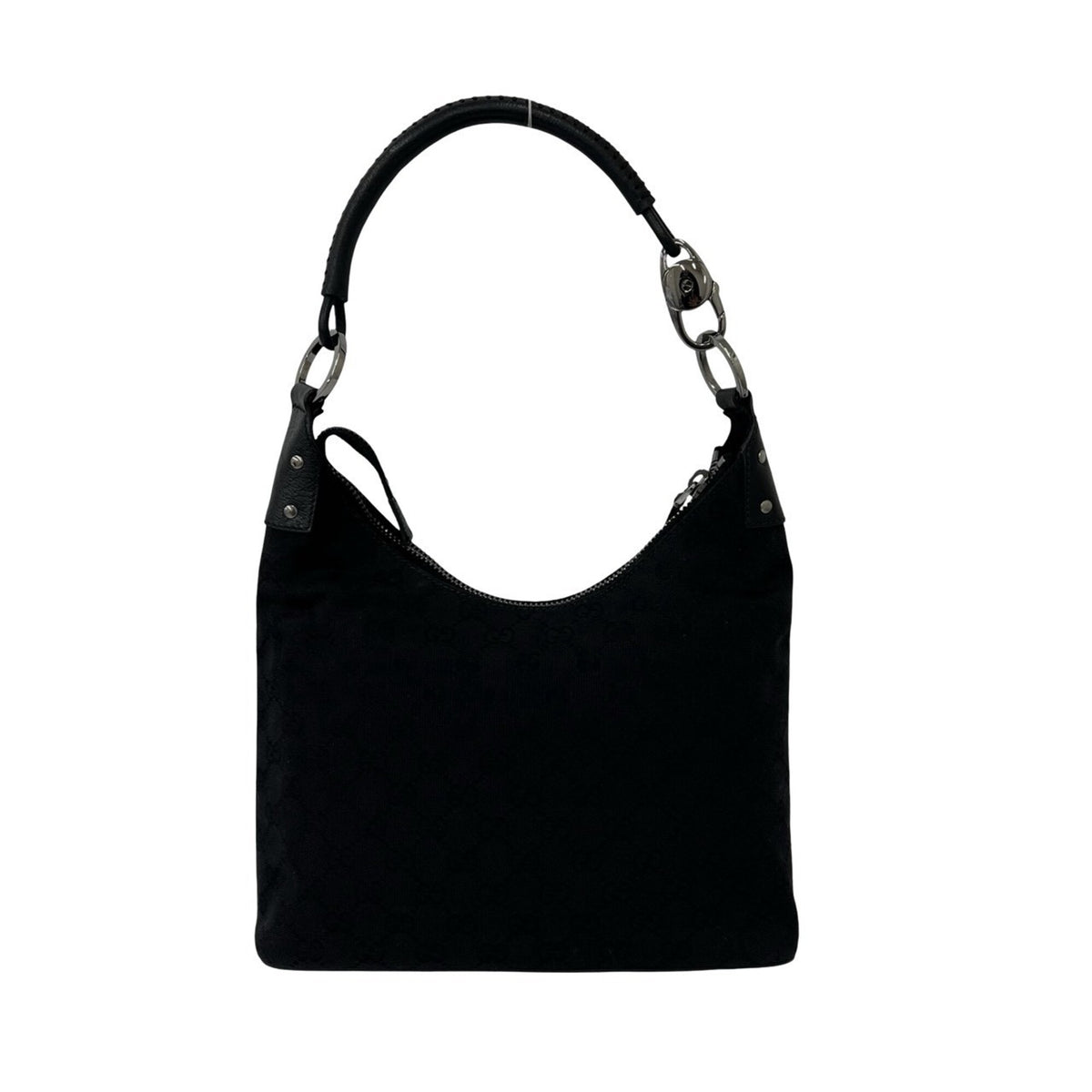 Gucci Black Canvas Leather Handbag Shoulder Bag Tote Bag (Pre-Owned)